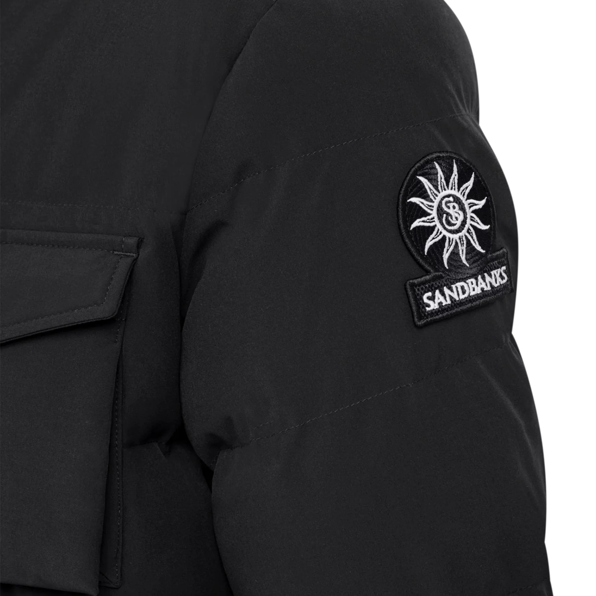 Womens Sandbanks Black Haven Oversized Long Puffer Jacket