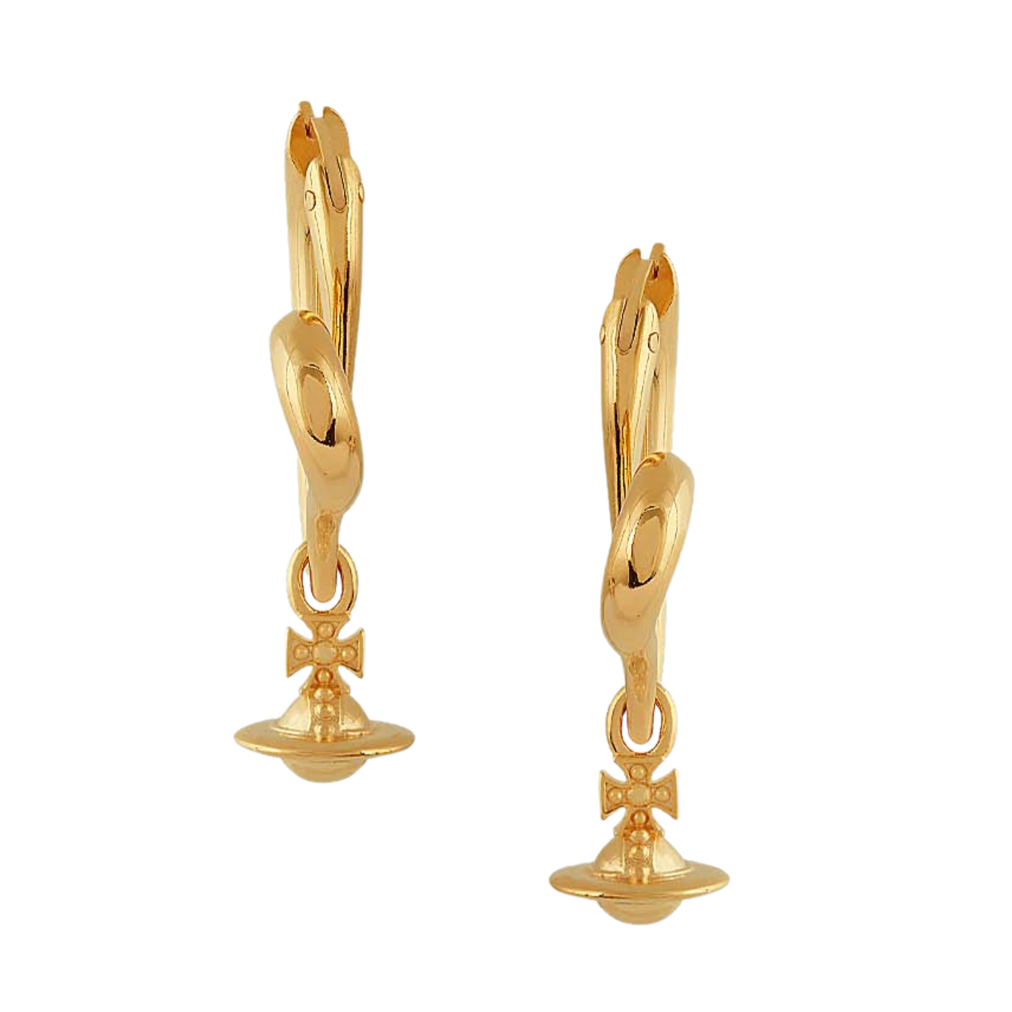 Vivienne Westwood Gold Emily Heart Hoop Drop Earrings