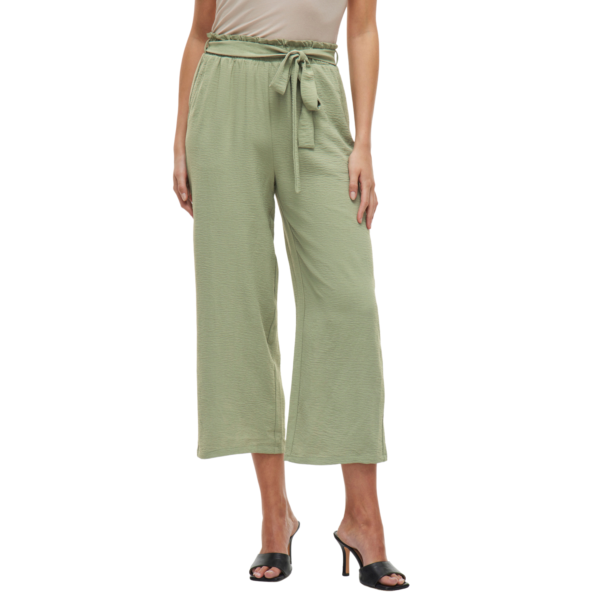 Womens Vila Oil Green Vijosa Belted Culotte Pants