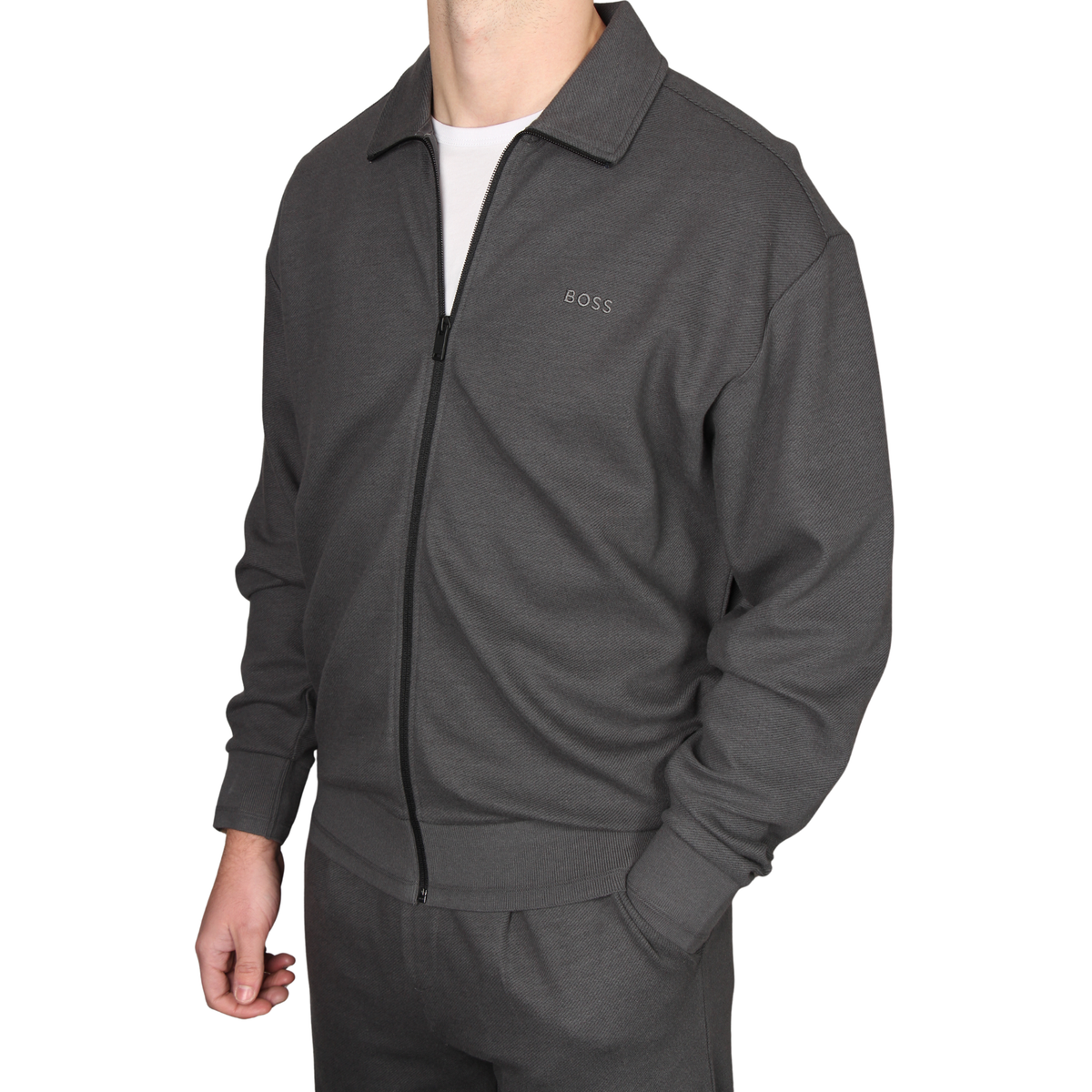 Mens BOSS Dark Grey Ze_Baltic Jersey Jacket