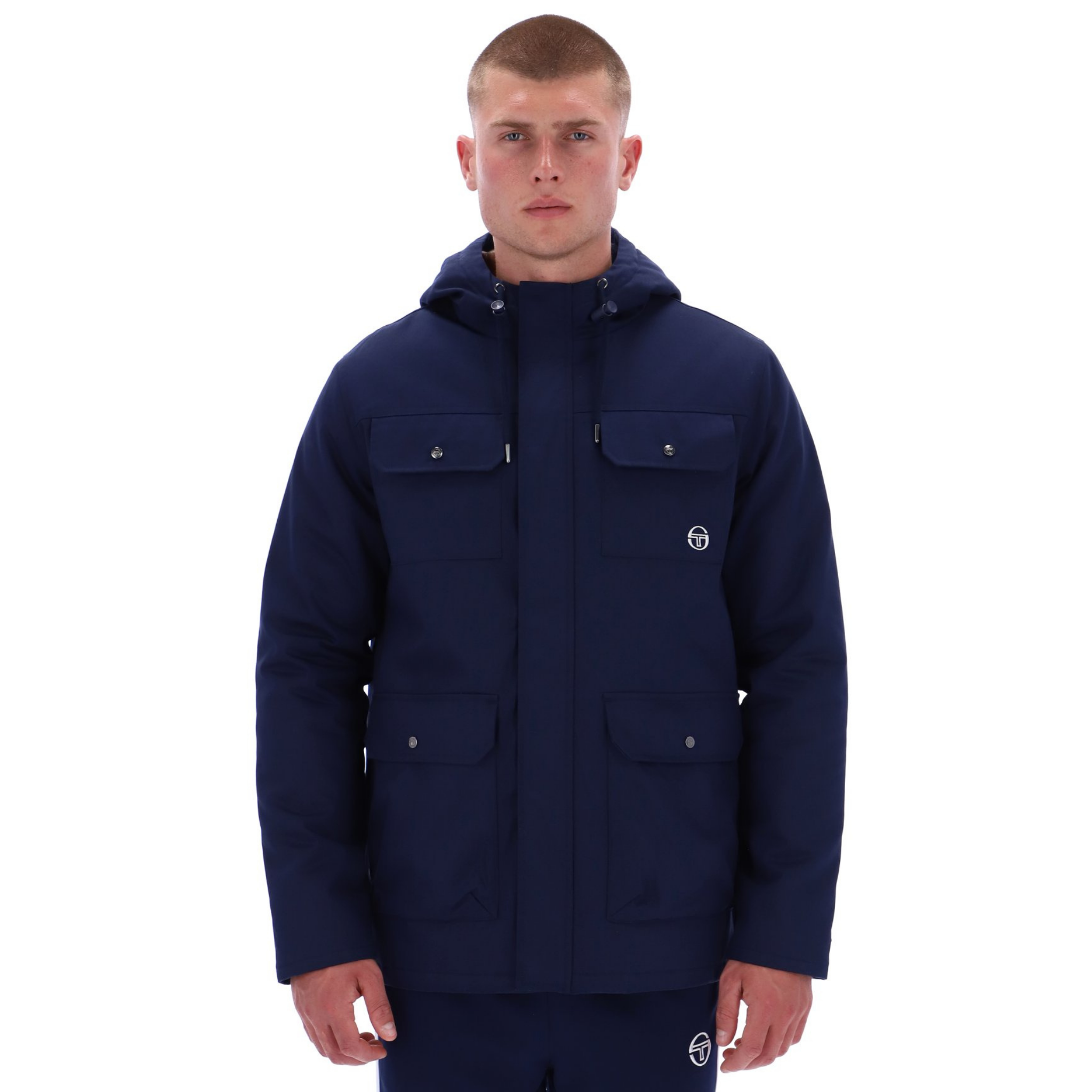 Mens Sergio Tacchini Maritime Blue Weaver Hooded Field Jacket