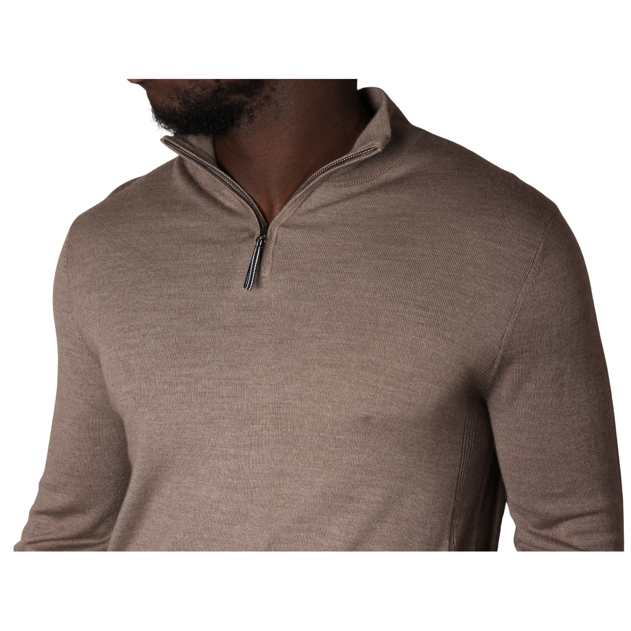Mens Mercery Oatmeal Archway Merino Half Zip Knit