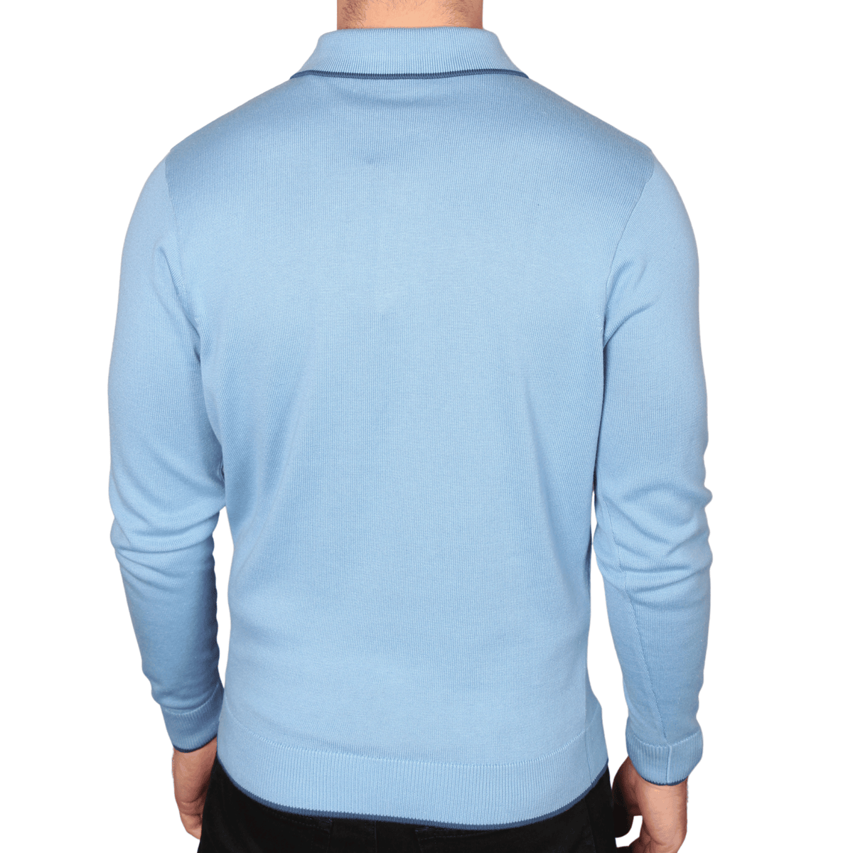 Mens Gabicci Vintage Fistral Blue Lineker Tipped Knitted L/s Polo