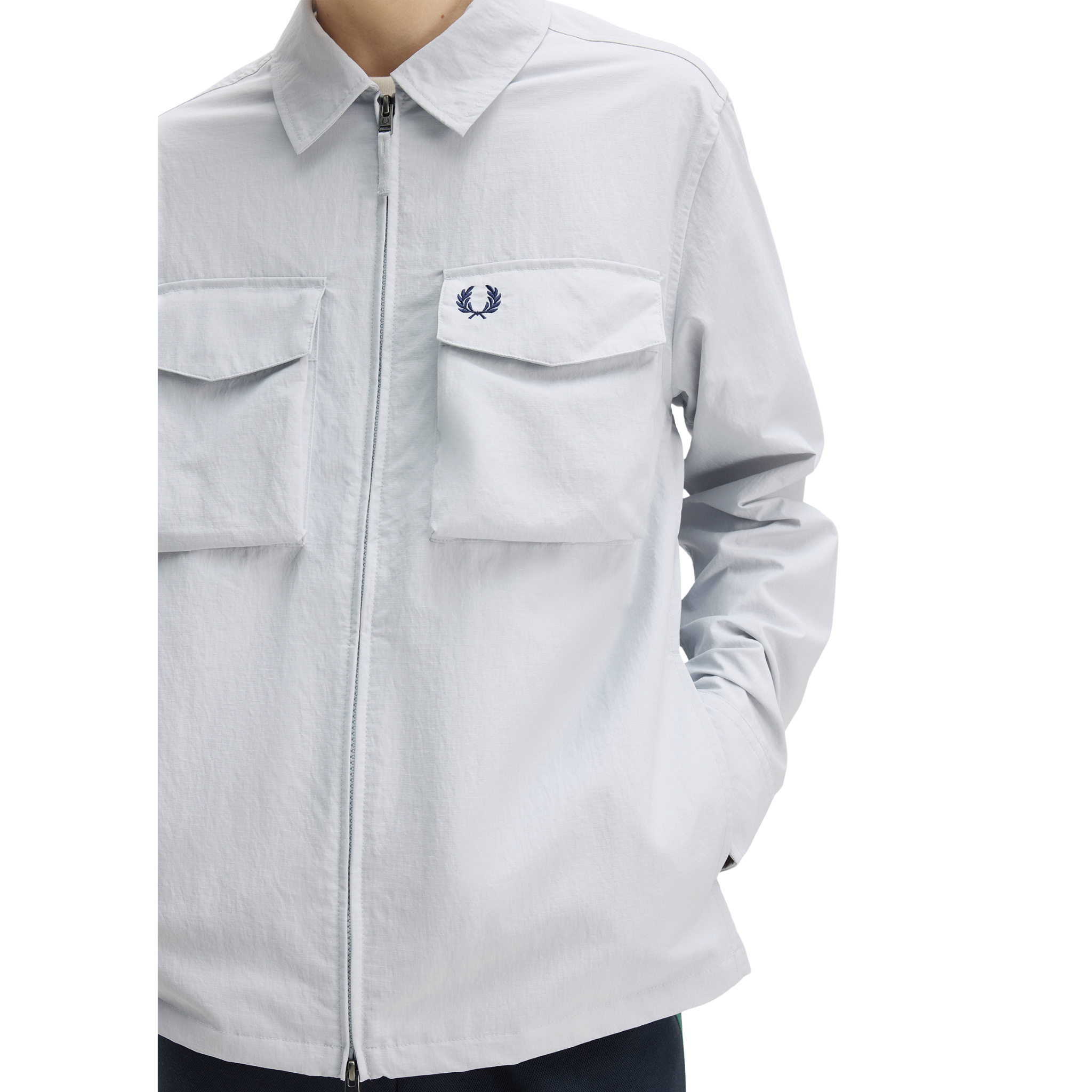Mens Fred Perry Dusky Blue Ripstop Pocket Overshirt