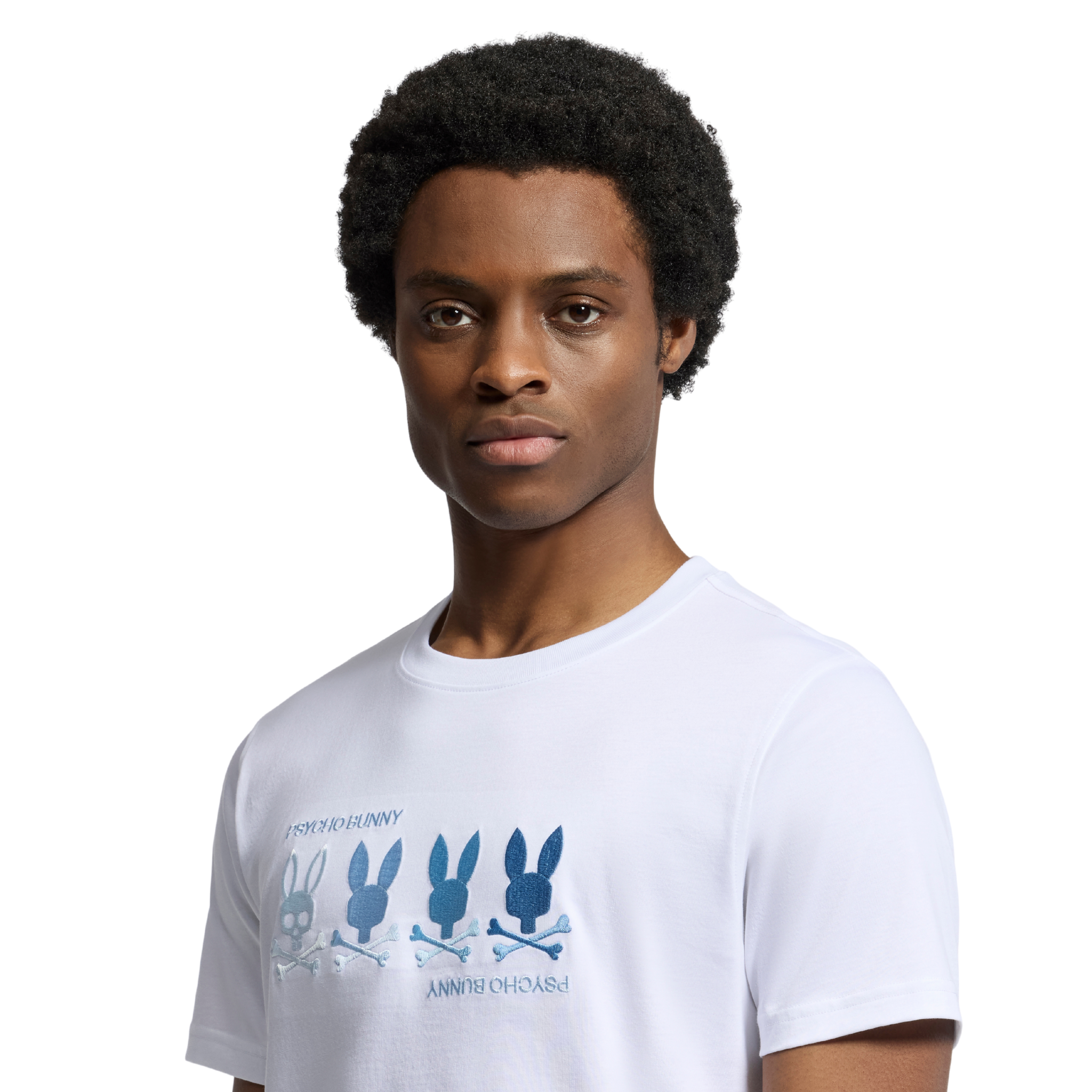 Mens Psycho Bunny White Oceania Embroidered Graphic S/s T Shirt