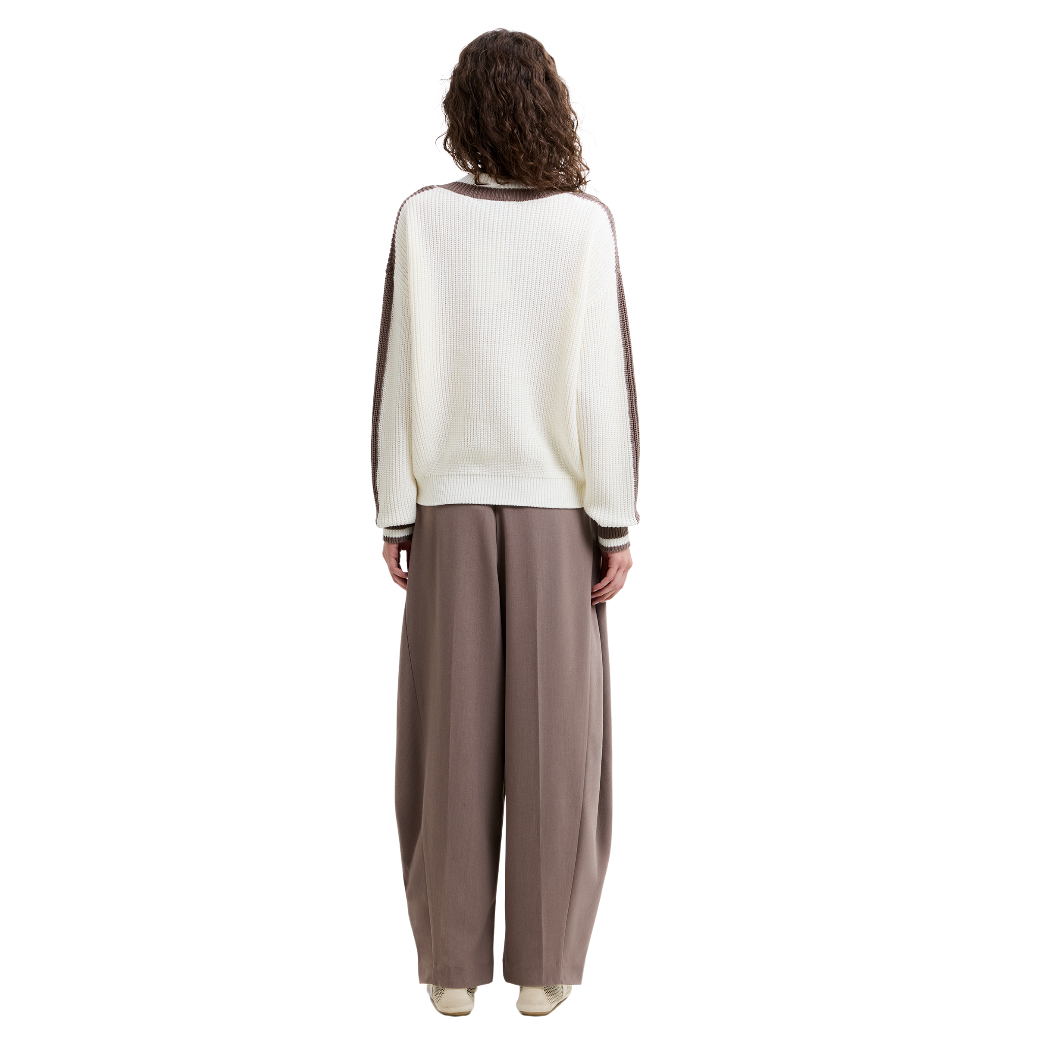 Womens French Connection Summer White/Taupe Varli Varsity Jumper