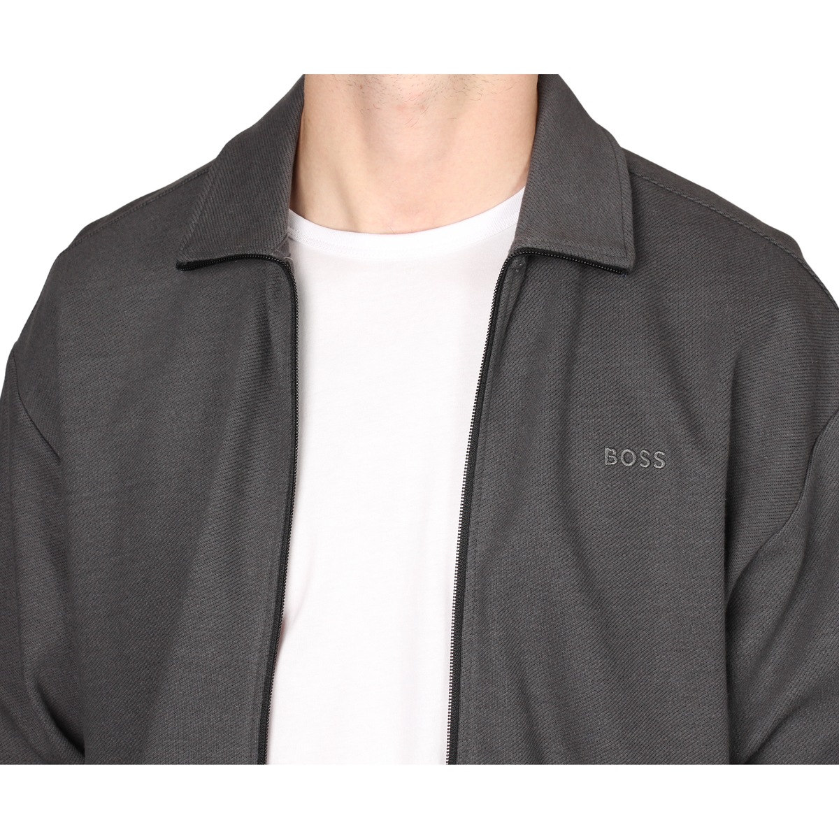 Mens BOSS Dark Grey Ze_Baltic Jersey Jacket