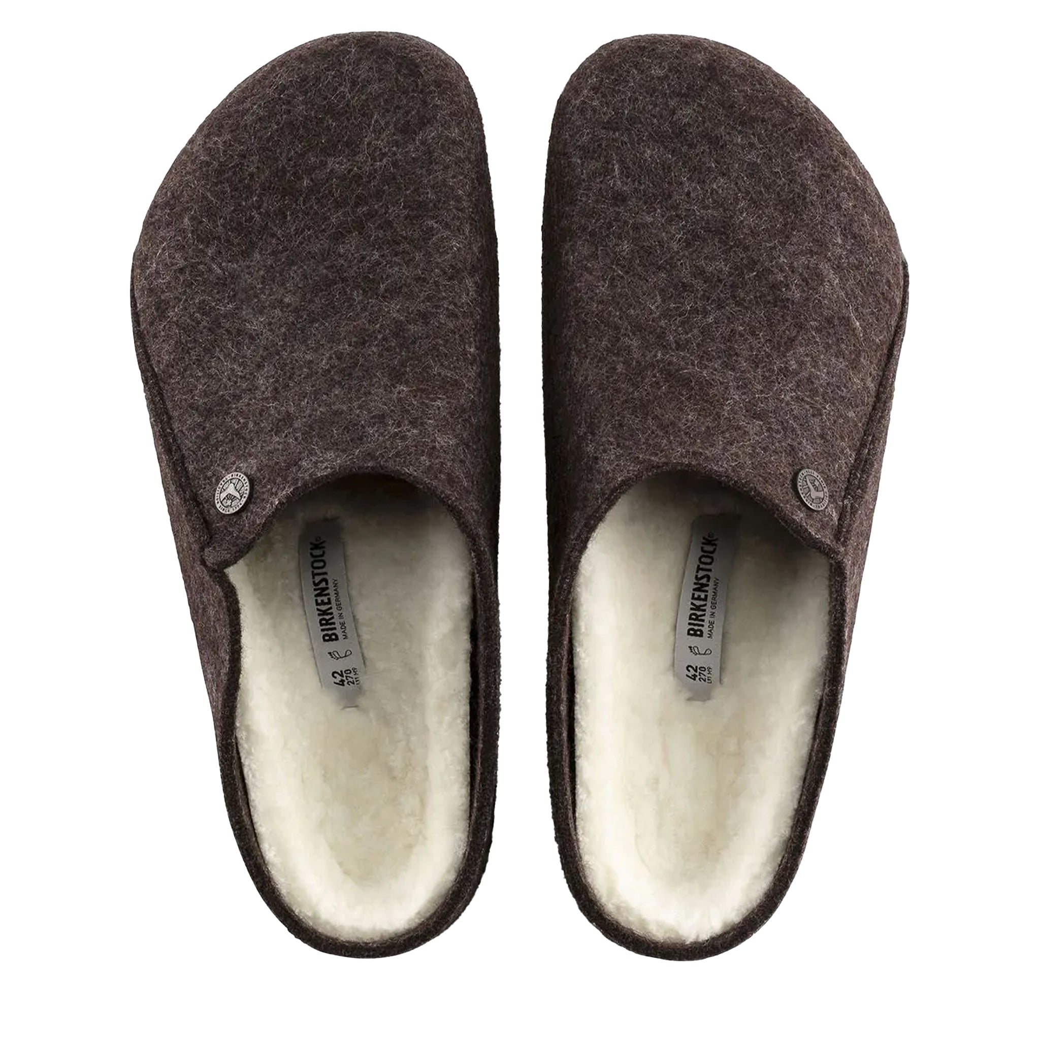 Mens Birkenstock Mocha Felt Zermatt Shearling Slippers
