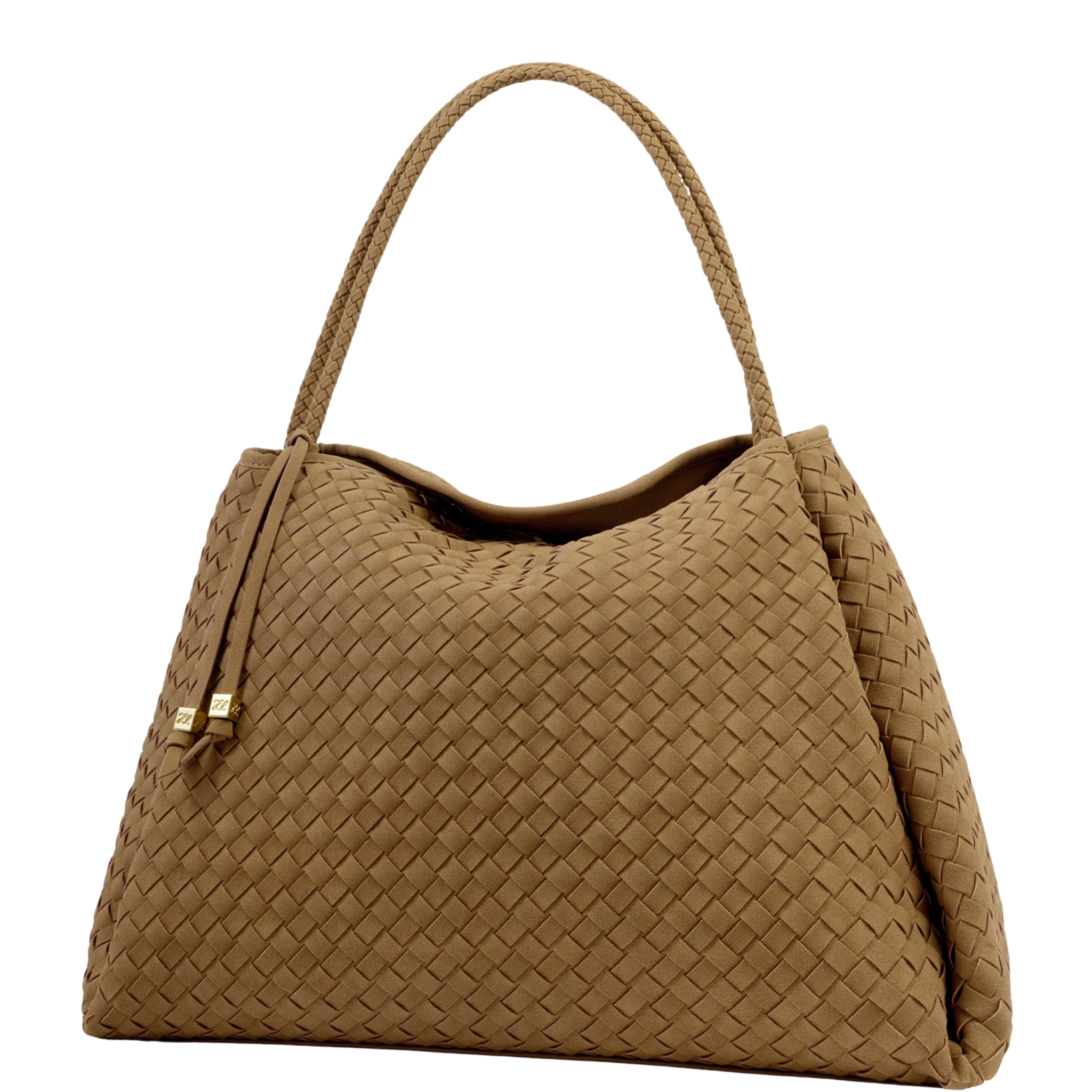 Womens Katie Loxton Light Caramel Suedette Nova Woven Large Shoulder Bag