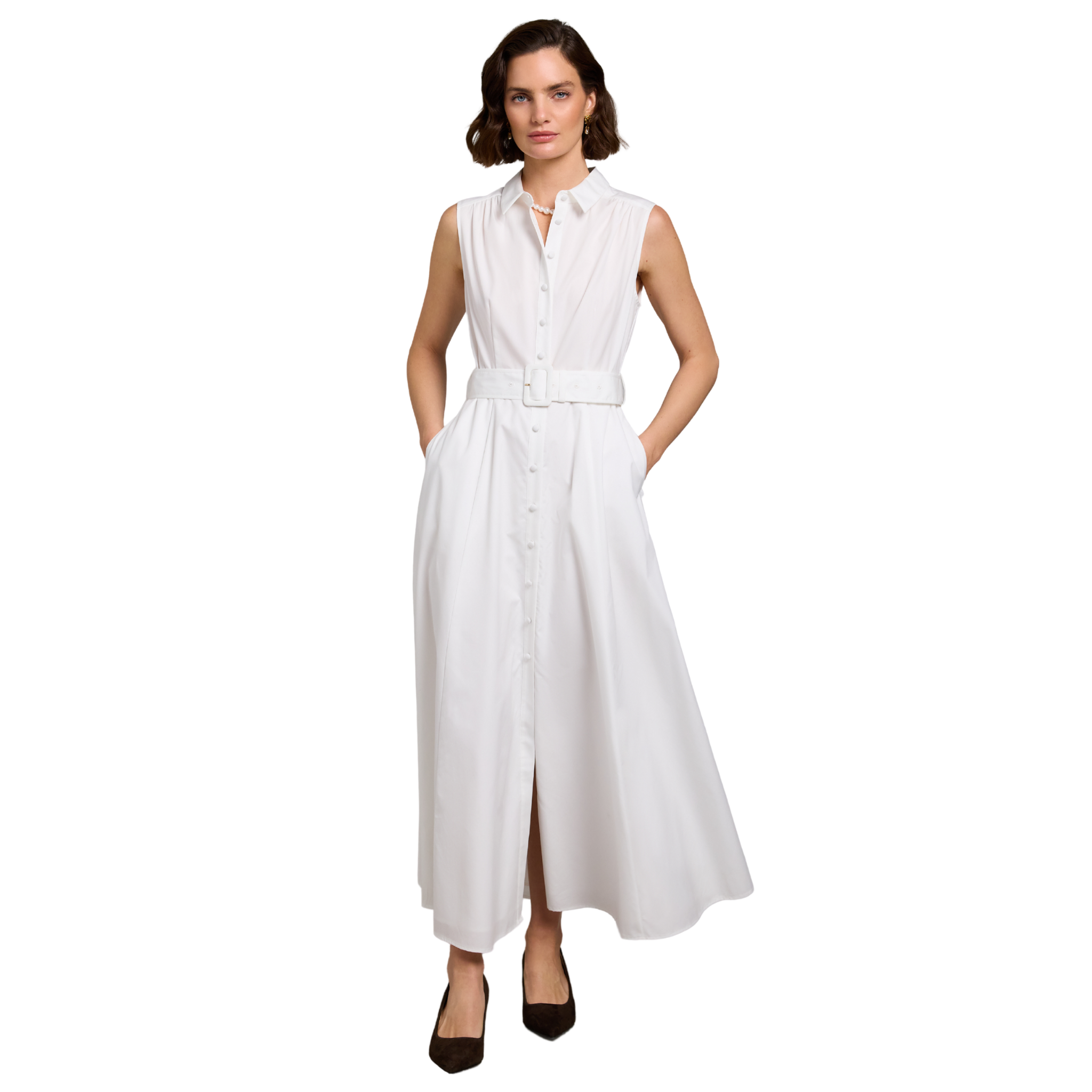 Womens Holland Cooper White Aimee Sleeveless Midi Dress