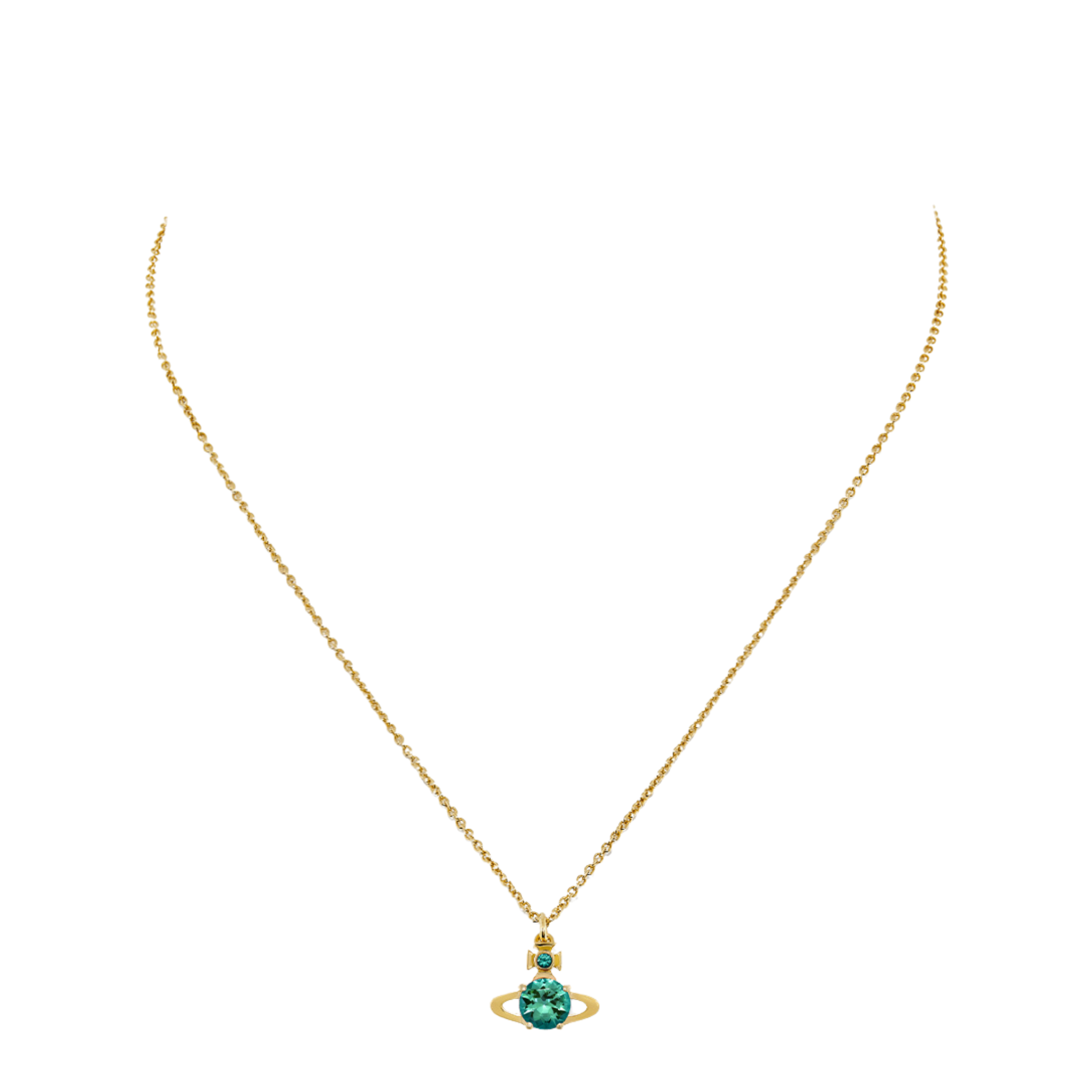 Vivienne Westwood Gold/Turquoise CZ Reina Pendant Necklace