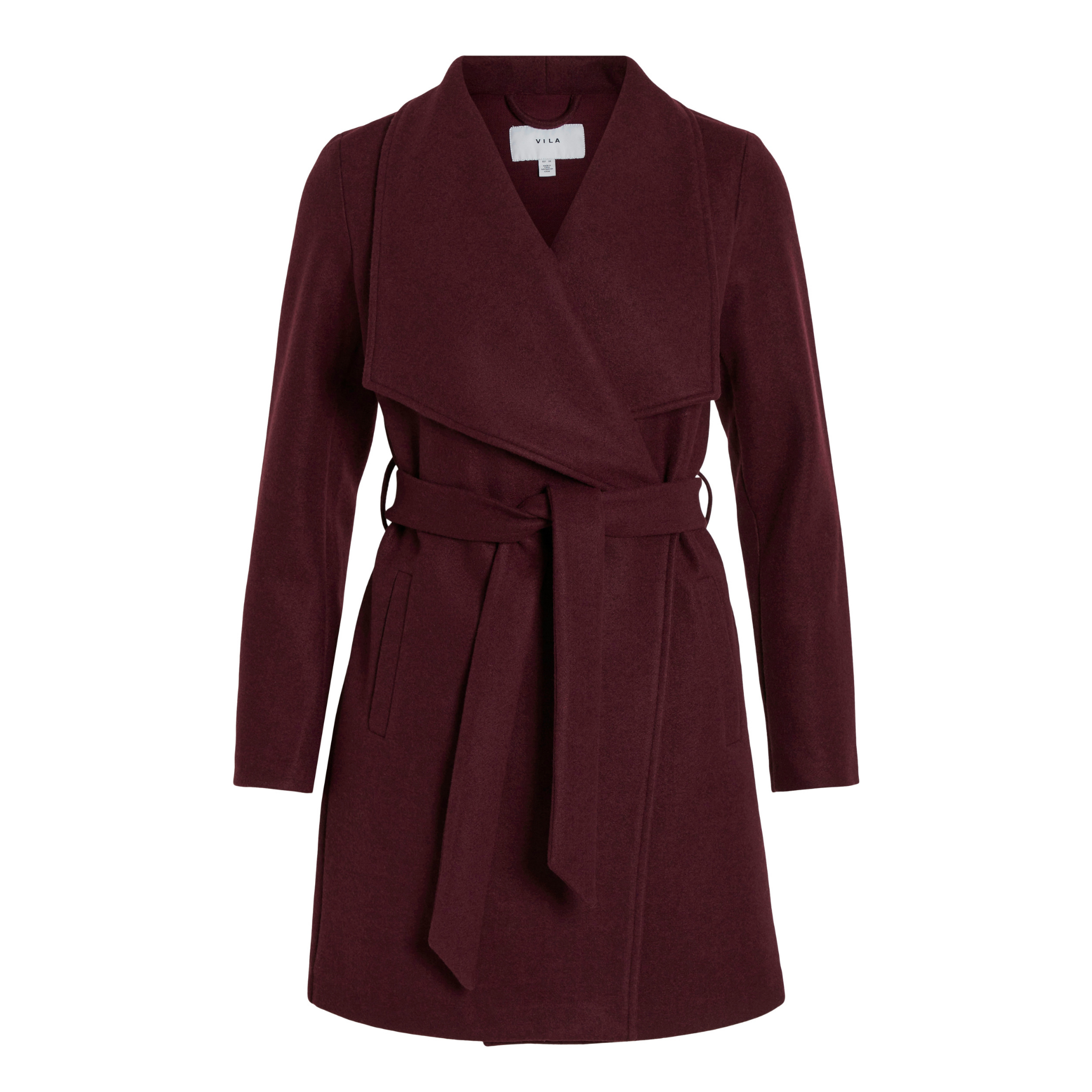 Womens Vila Winetasting Vicooley Belted Mid Coat