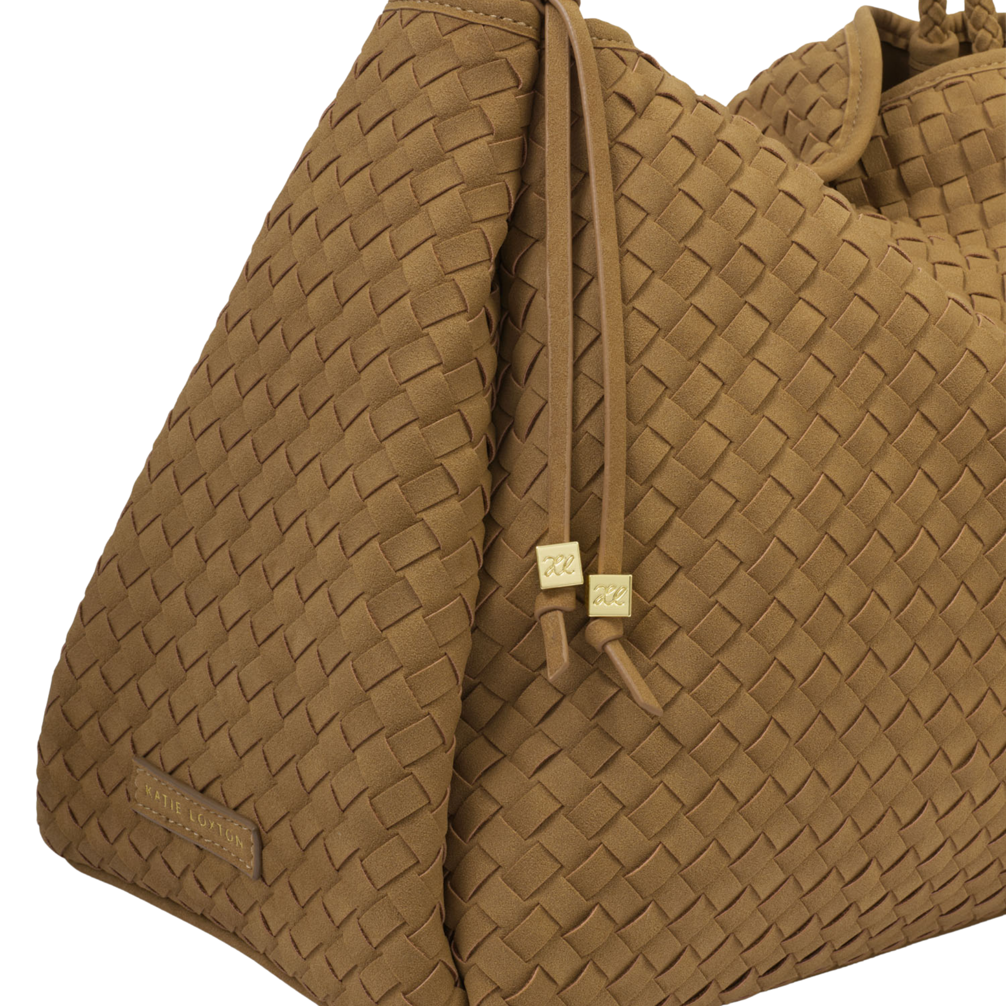 Womens Katie Loxton Light Caramel Suedette Nova Woven Large Shoulder Bag