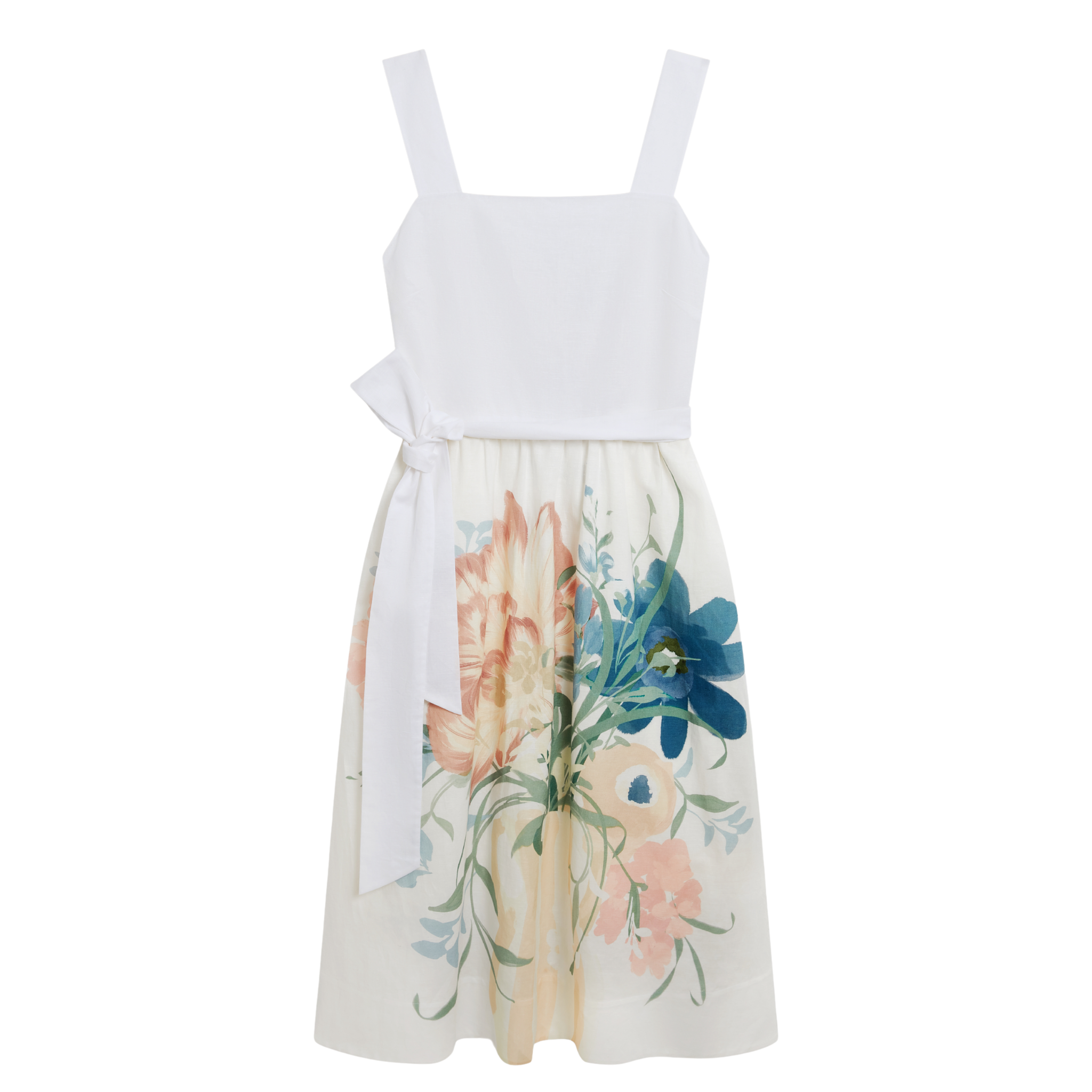 Womens Ted Baker Ivory Gemha Tie Waist Floral Midi Sundress