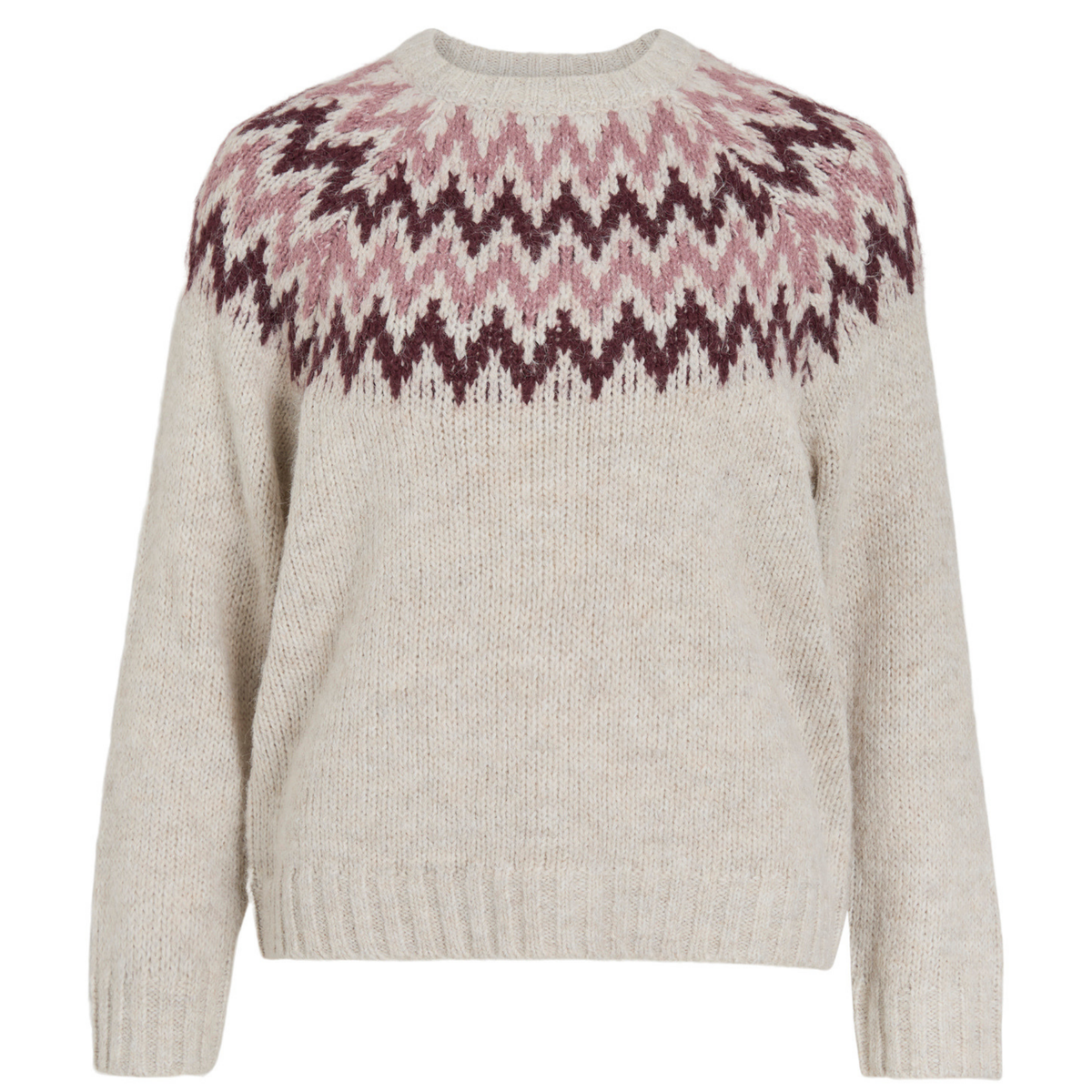 Womens Vila Natural/Nostalgia Rose Vitoni Jacquard Knit