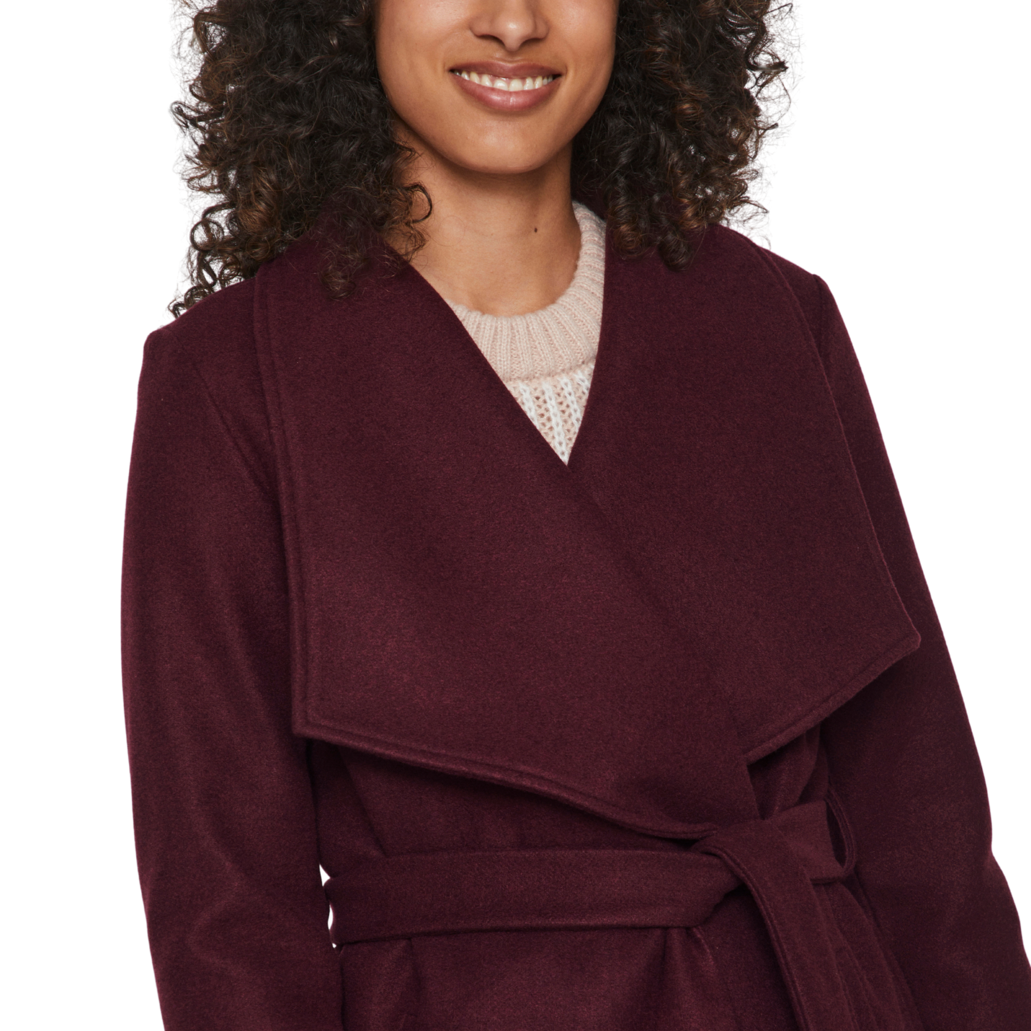 Womens Vila Winetasting Vicooley Belted Mid Coat