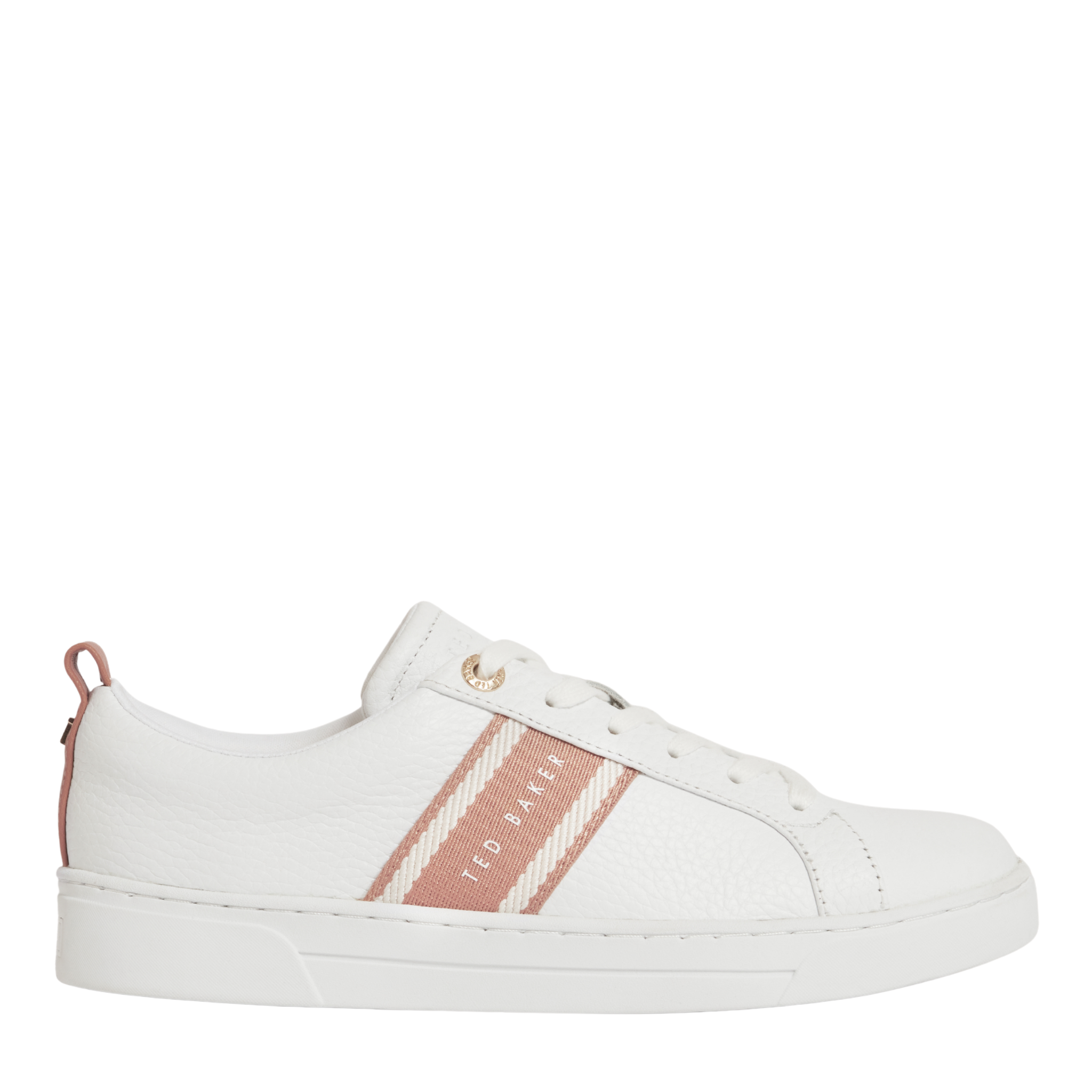 Womens Ted Baker White/Brown Bailly Webbing Detail Trainers