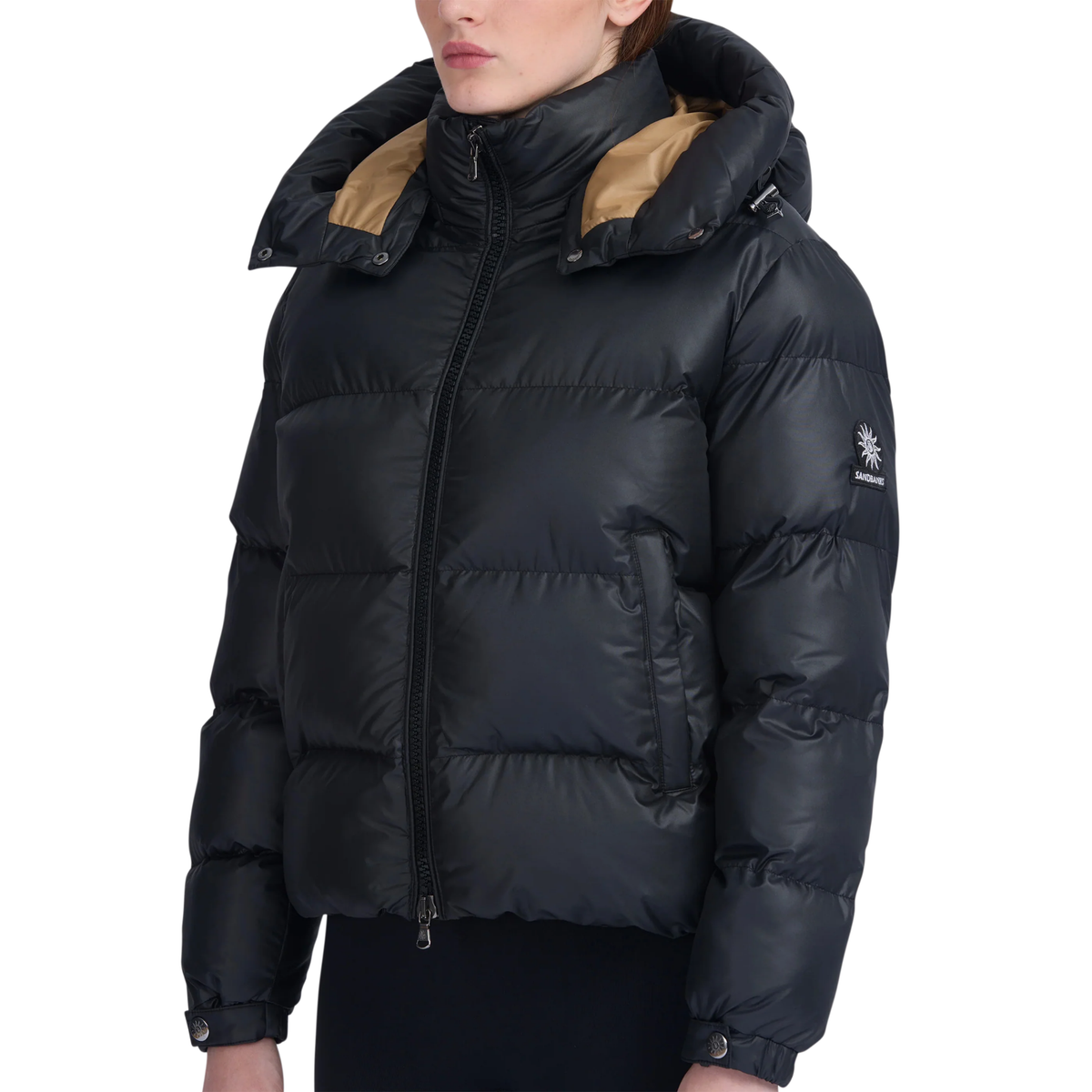 Womens Sandbanks Black/Gold Aurora Puffer Jacket