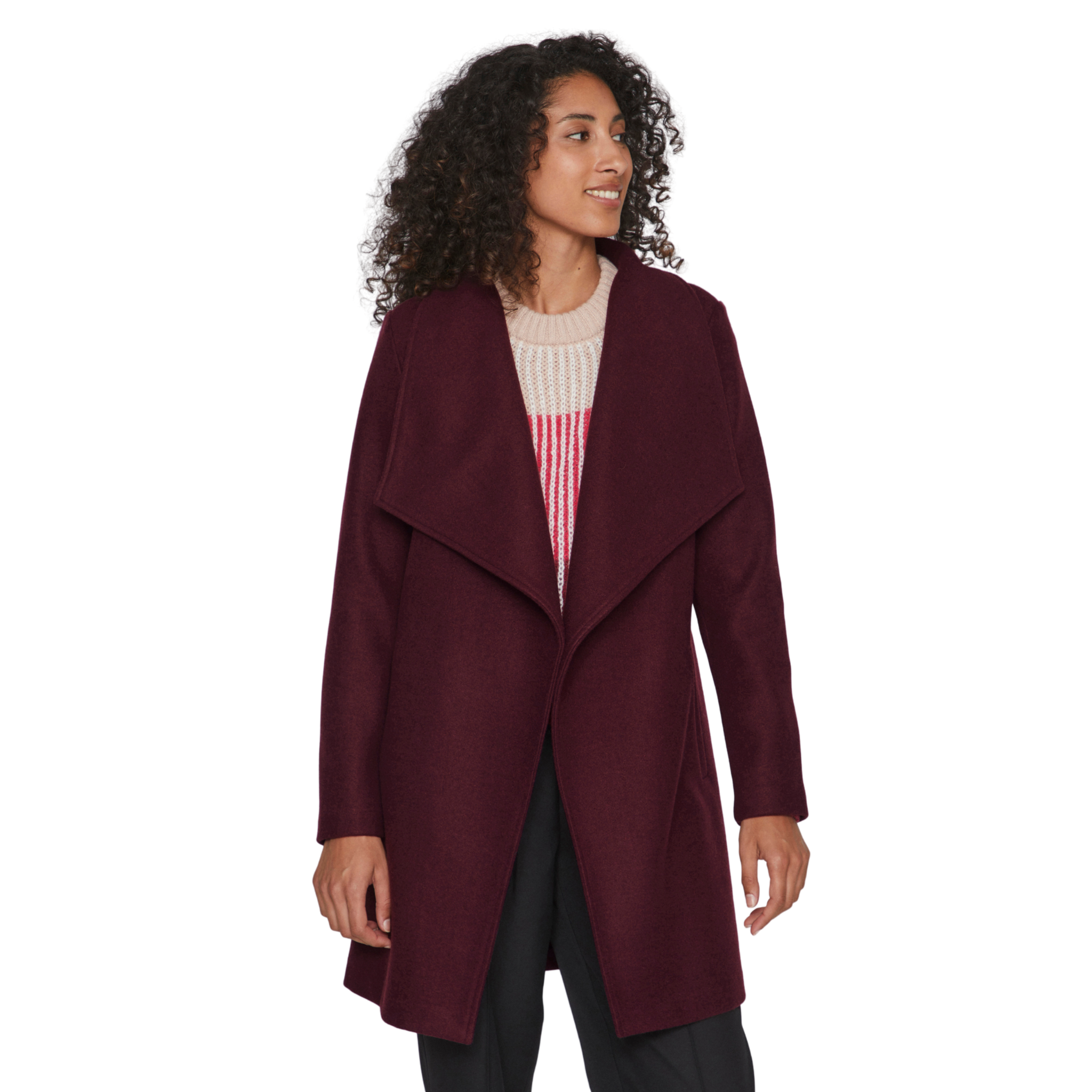 Womens Vila Winetasting Vicooley Belted Mid Coat