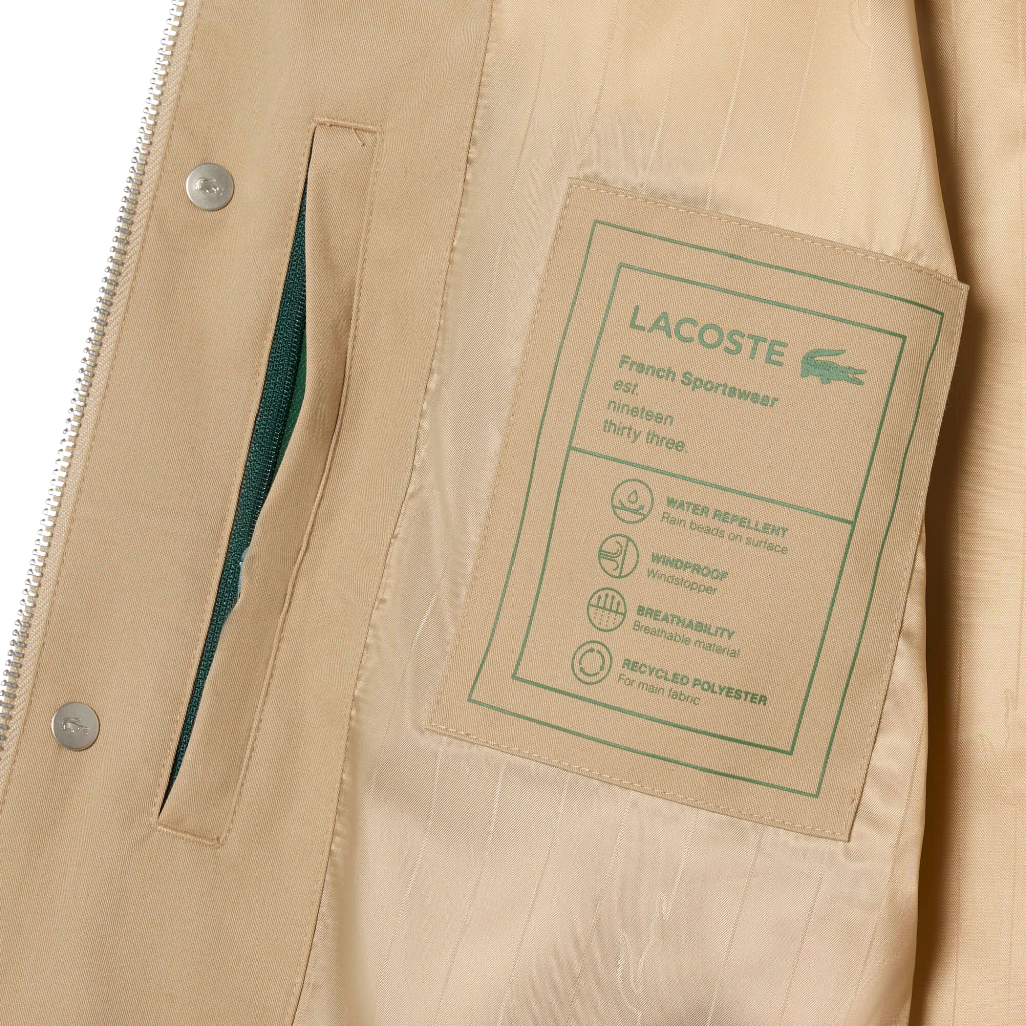Mens Lacoste Viennese Water-Repellent Twill Harrington Jacket