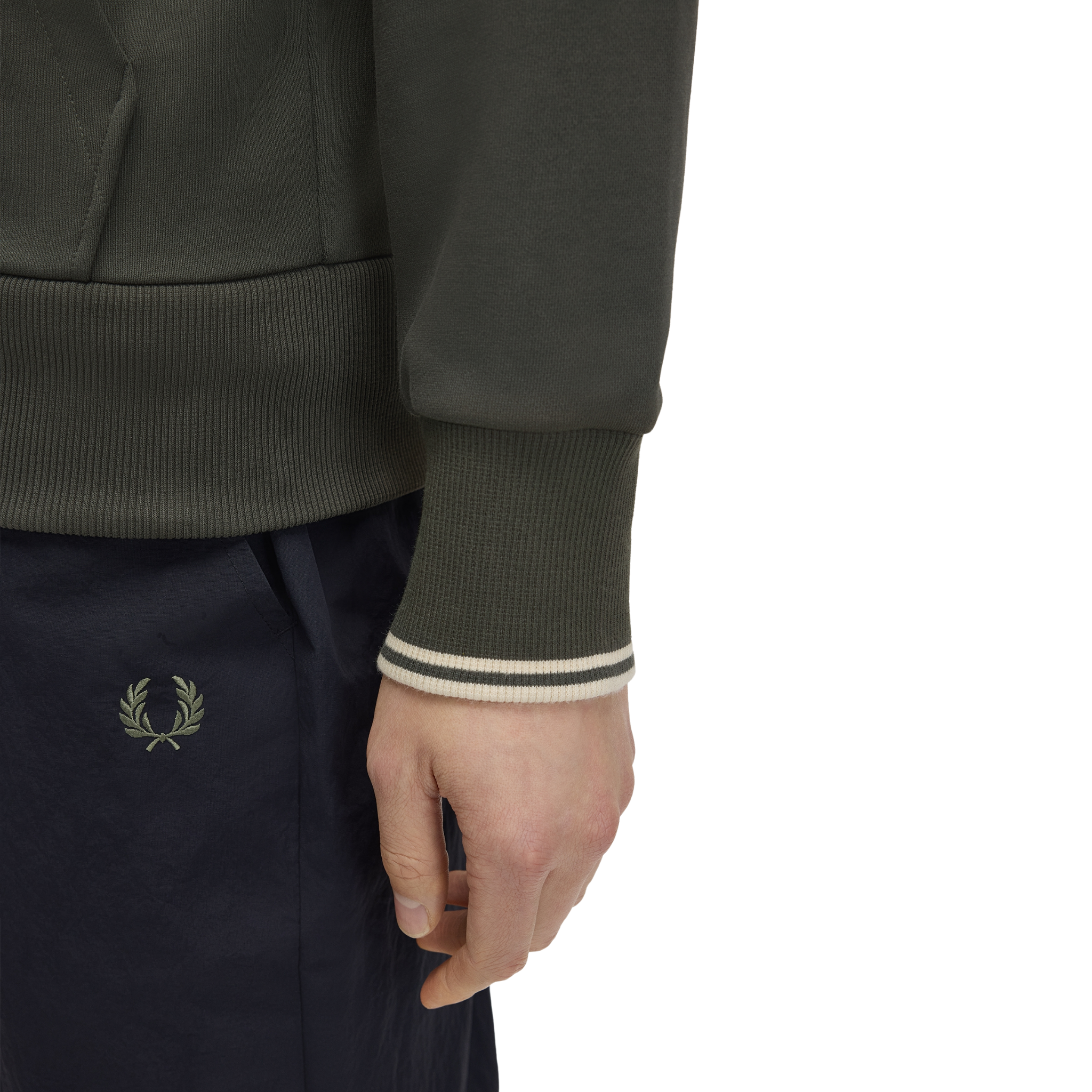 Mens Fred Perry Field Green/Oatmeal Hooded Zip Hoodie