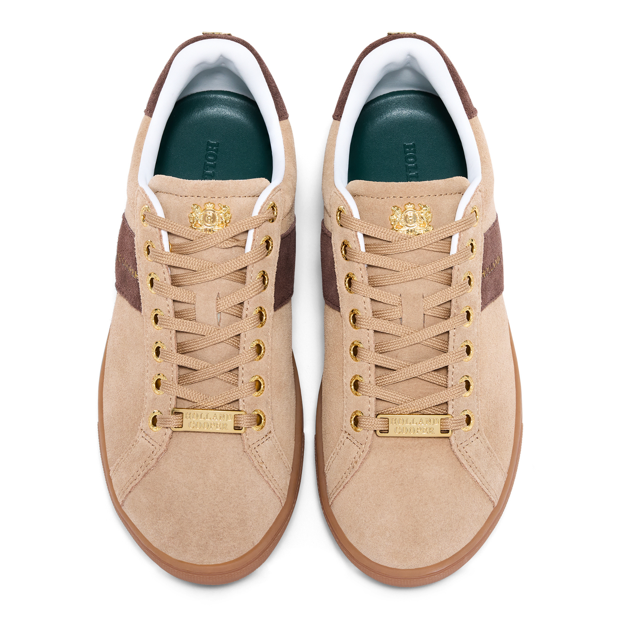 Womens Holland Cooper Taupe/Dark Chocolate Knightsbridge Court Suede Trainers