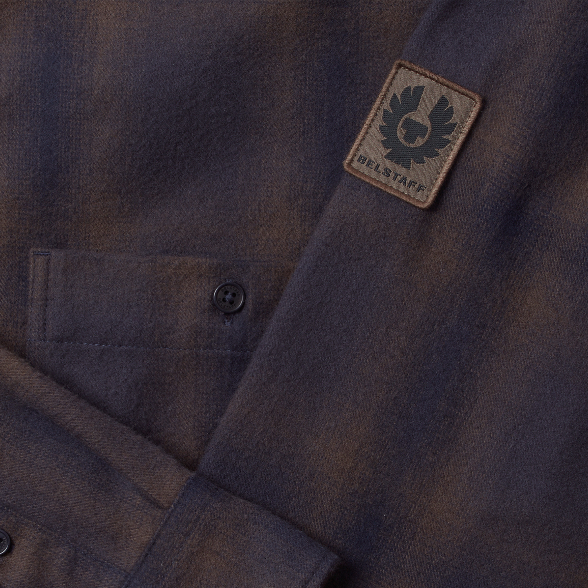 Mens Belstaff Major Brown Multi Outpost Flannel L/s Shirt