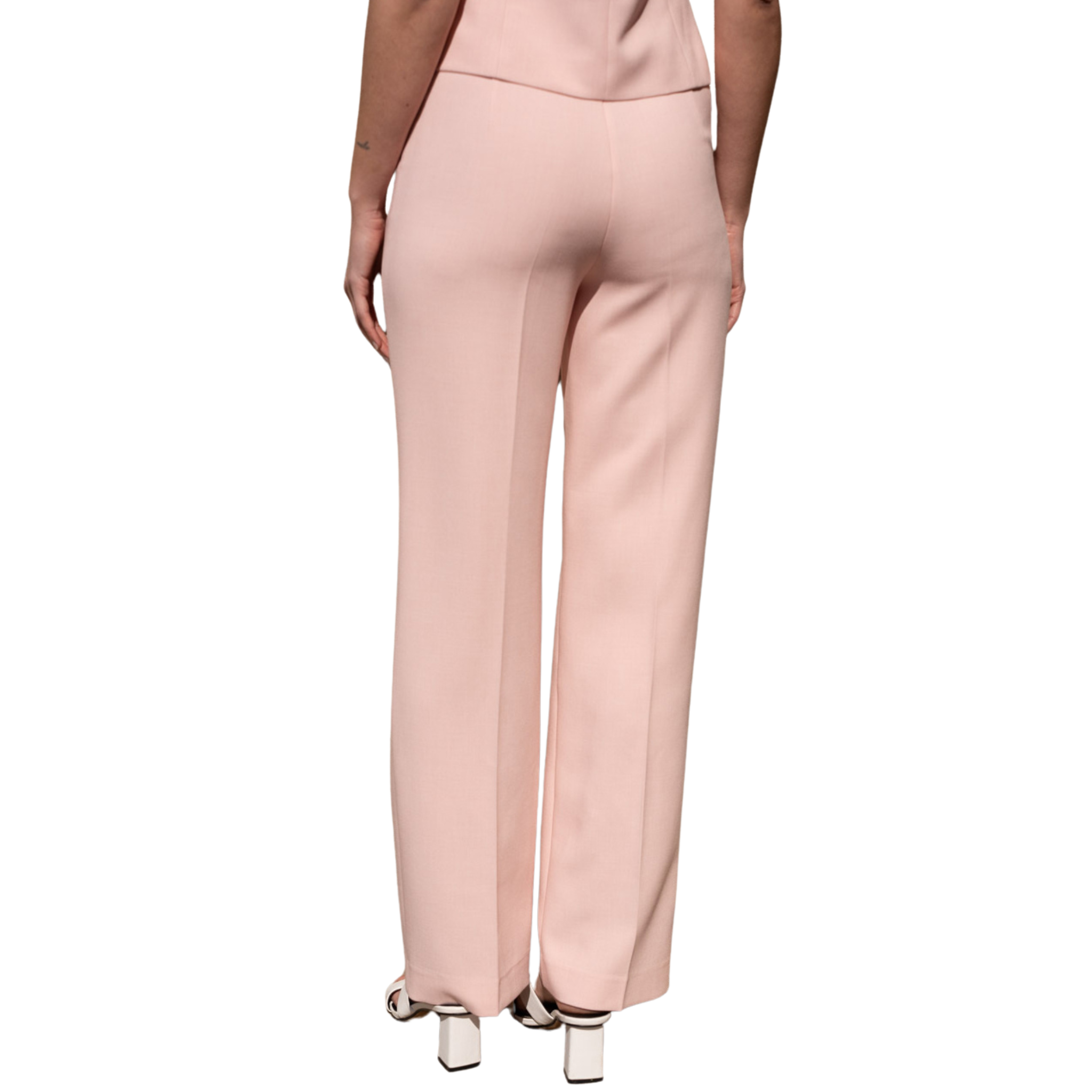 Womens Attentif Light Pink Straight Leg Tailored Trousers