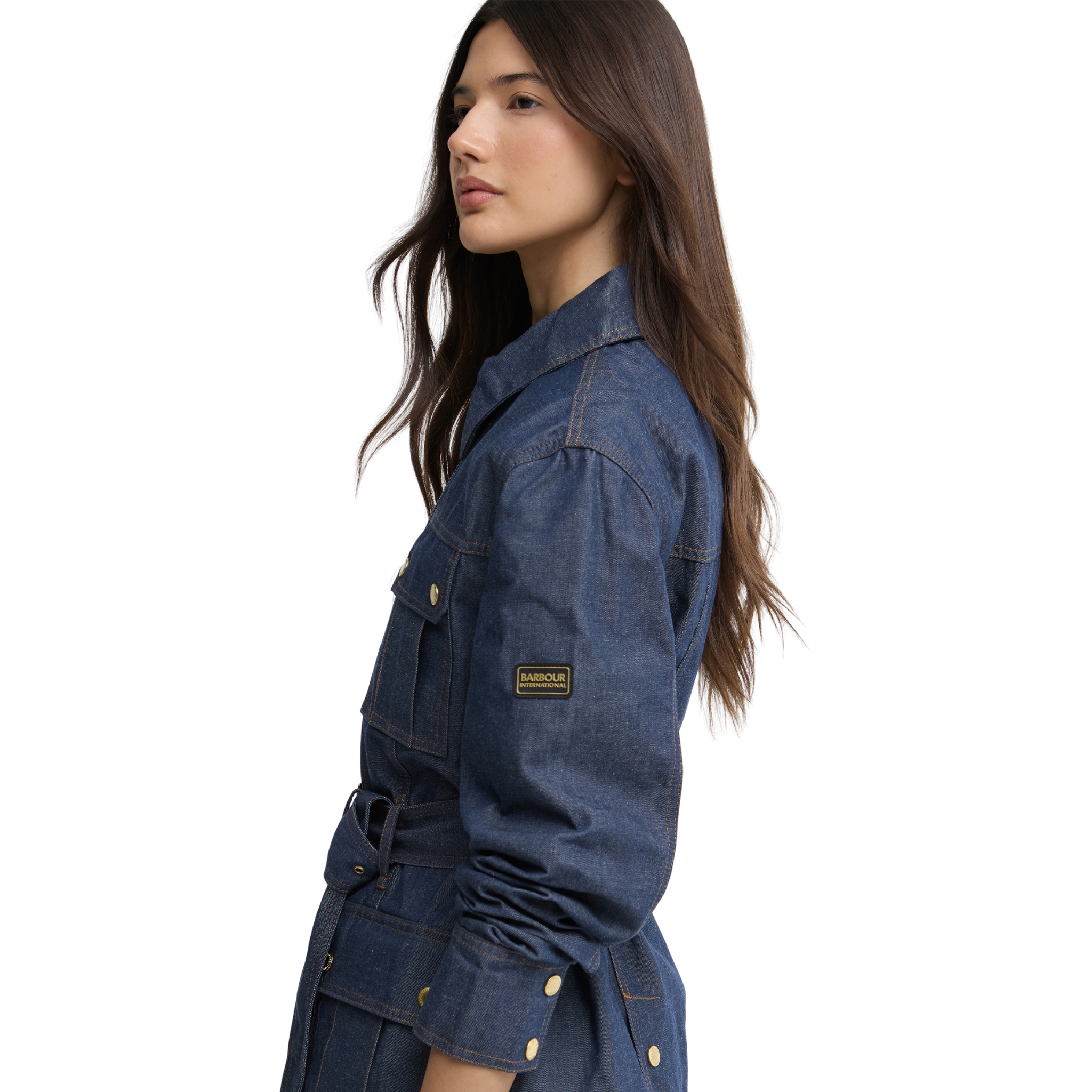 Womens Barbour International Dark Blue Wash Denim Casual Jacket