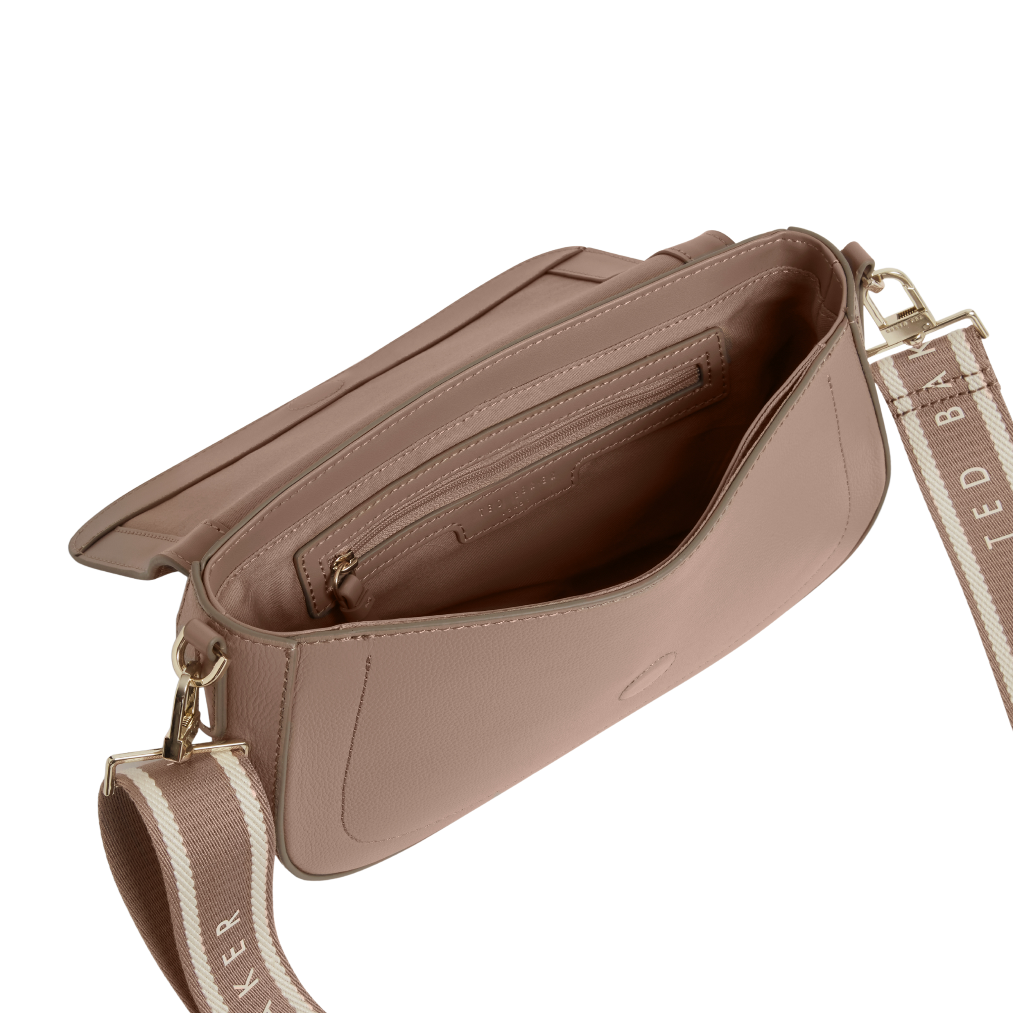 Womens Ted baker Taupe Louiize Webbing Strap Flapover Crossbody Bag