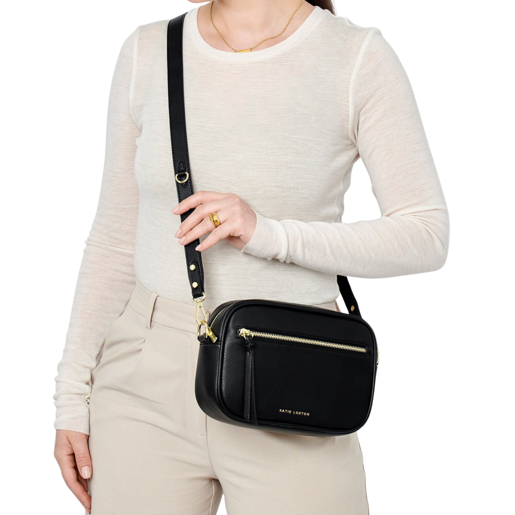 Womens Katie Loxton Black Hallie Crossbody Bag