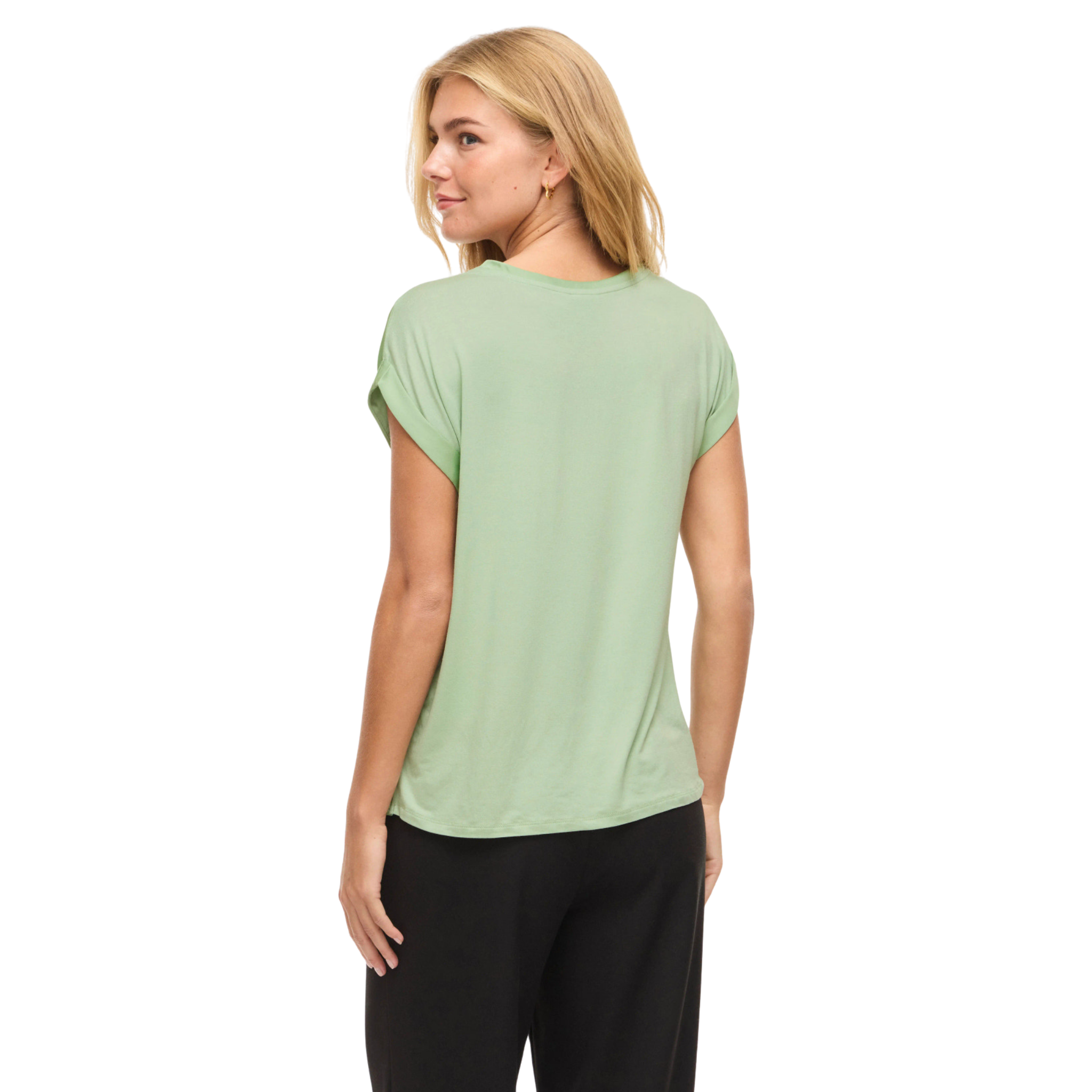 Womens Vila Smoke Green Viellette Satin S/s Top