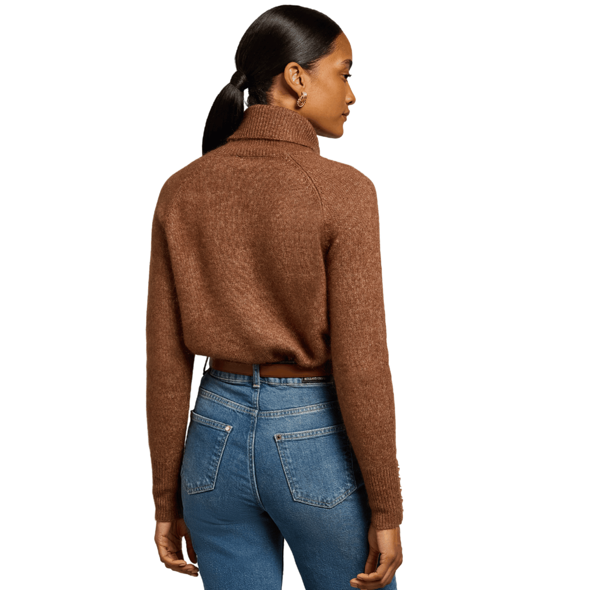 Womens Holland Cooper Latte Tori Roll Neck Knit