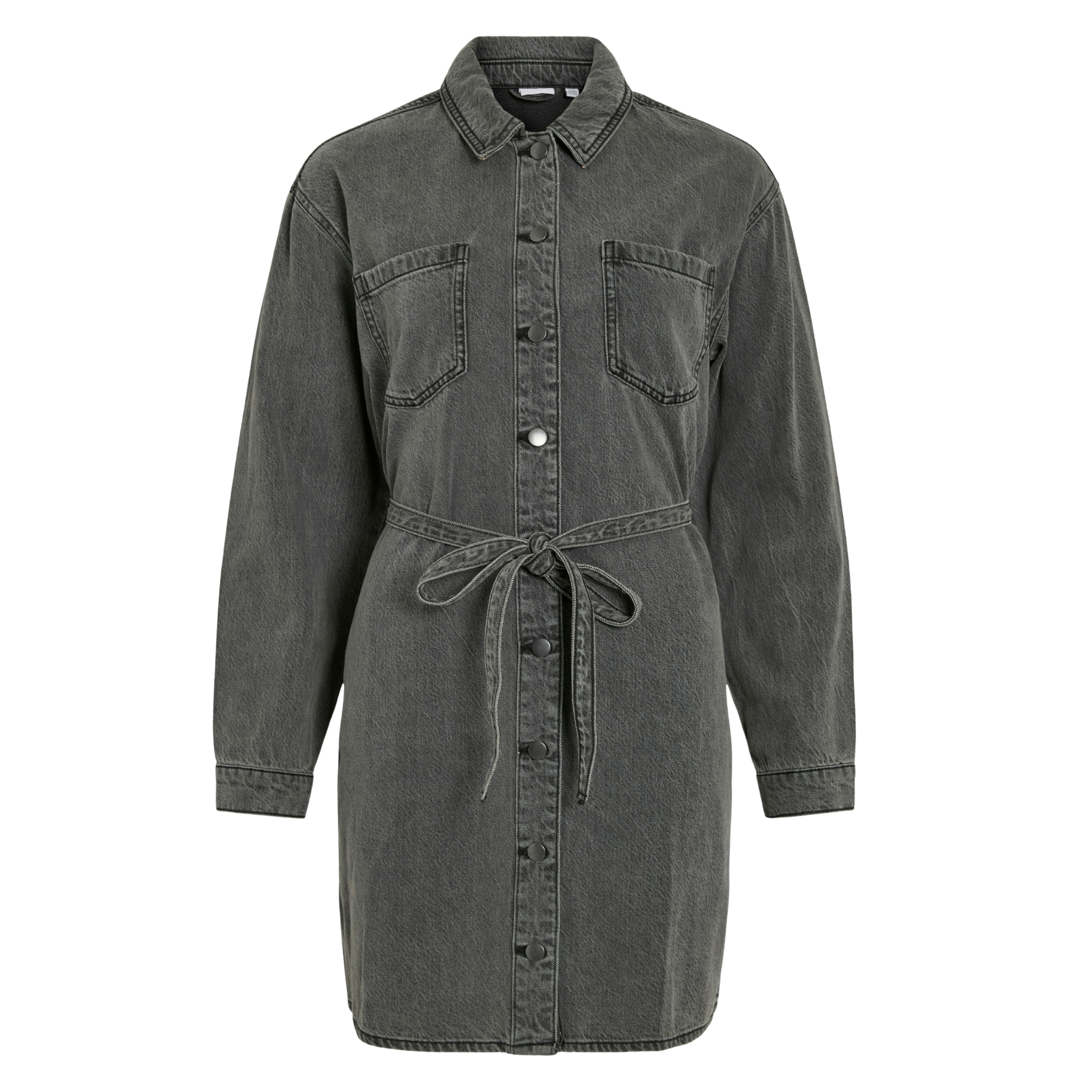 Womens Vila Dark Grey Vikiki Denim Shirt Dress
