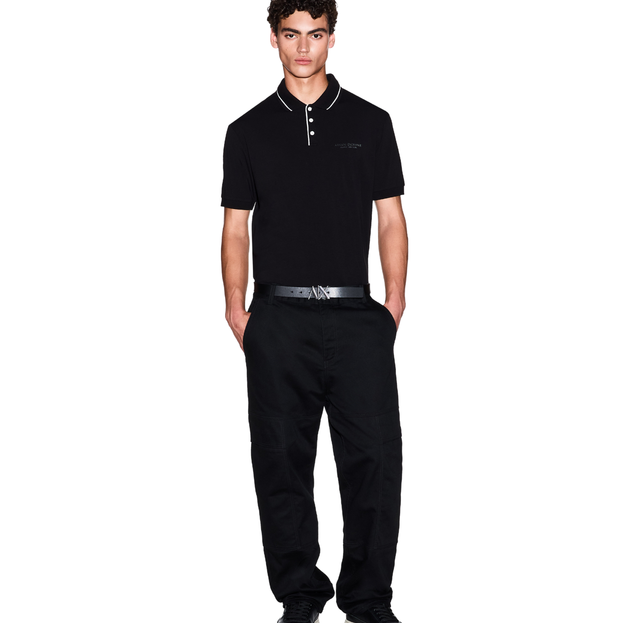 Mens Armani Exchange Black Milano/New York S/s Polo Shirt