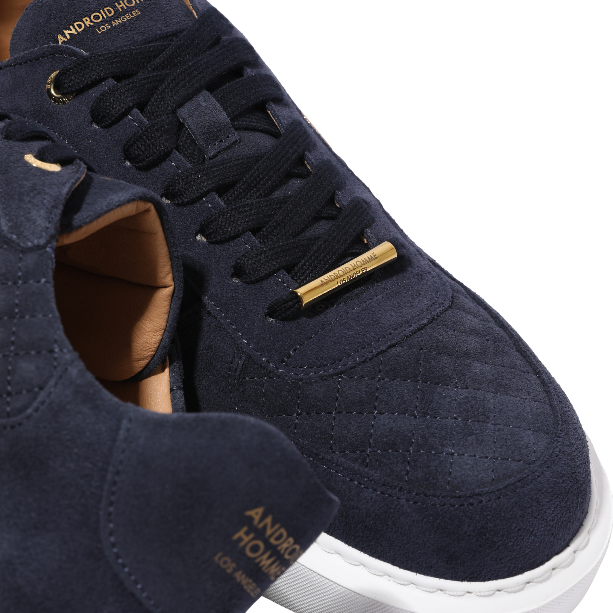 Mens Android Homme Navy Manhattan Quilted Suede Trainers