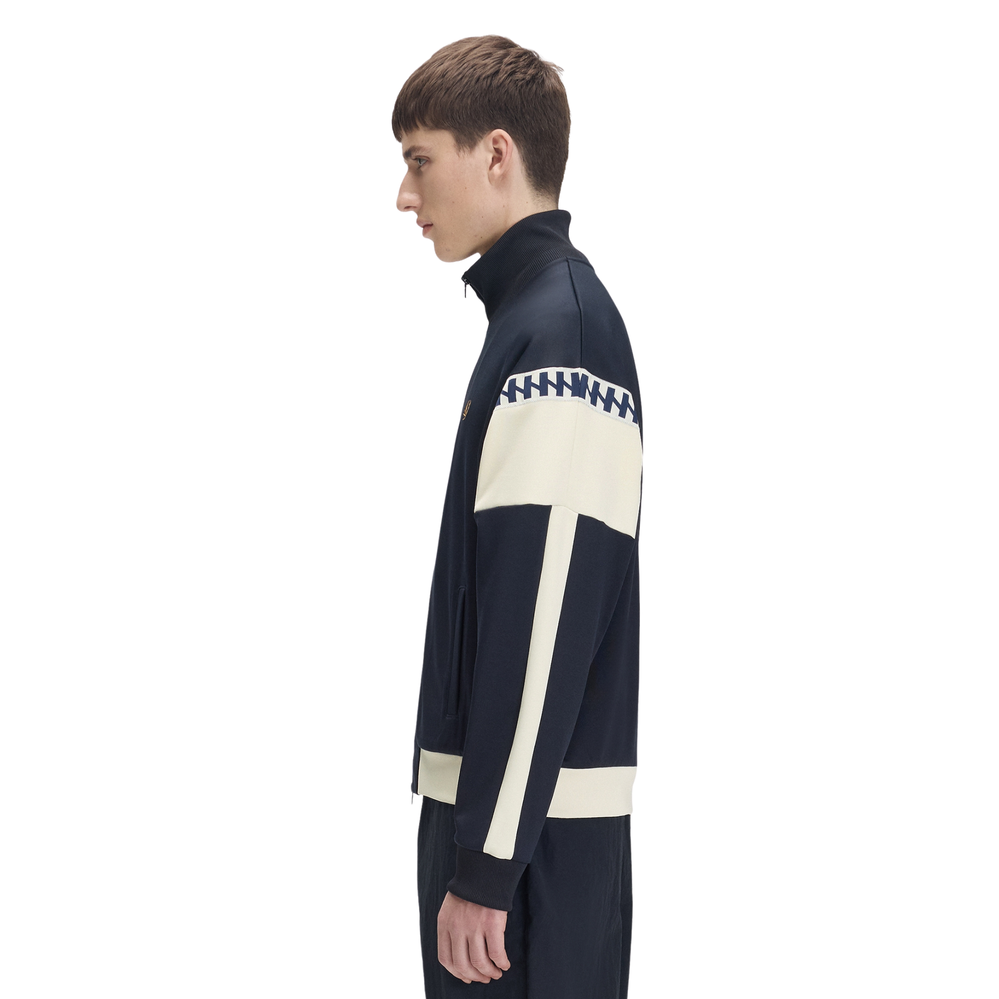 Mens Fred Perry x Meyba Navy Cut & Sew Track Jacket