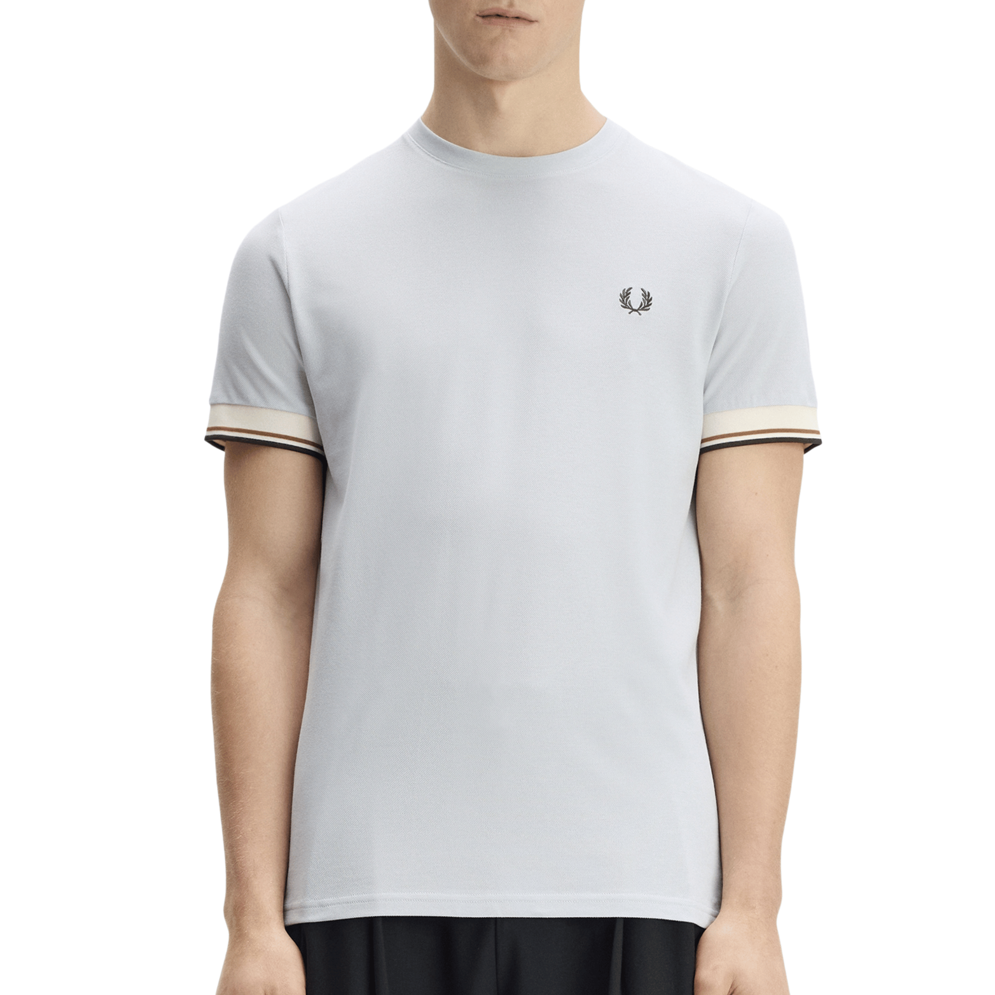 Mens Fred Perry Dusky Blue Twin Tipped Cuff S/s T Shirt