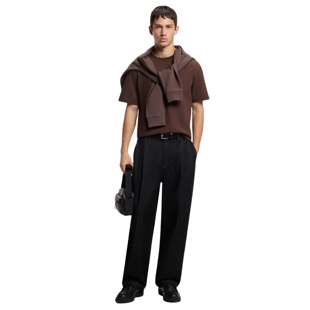 Mens HUGO Brown Overflow Dapolino S/s T Shirt