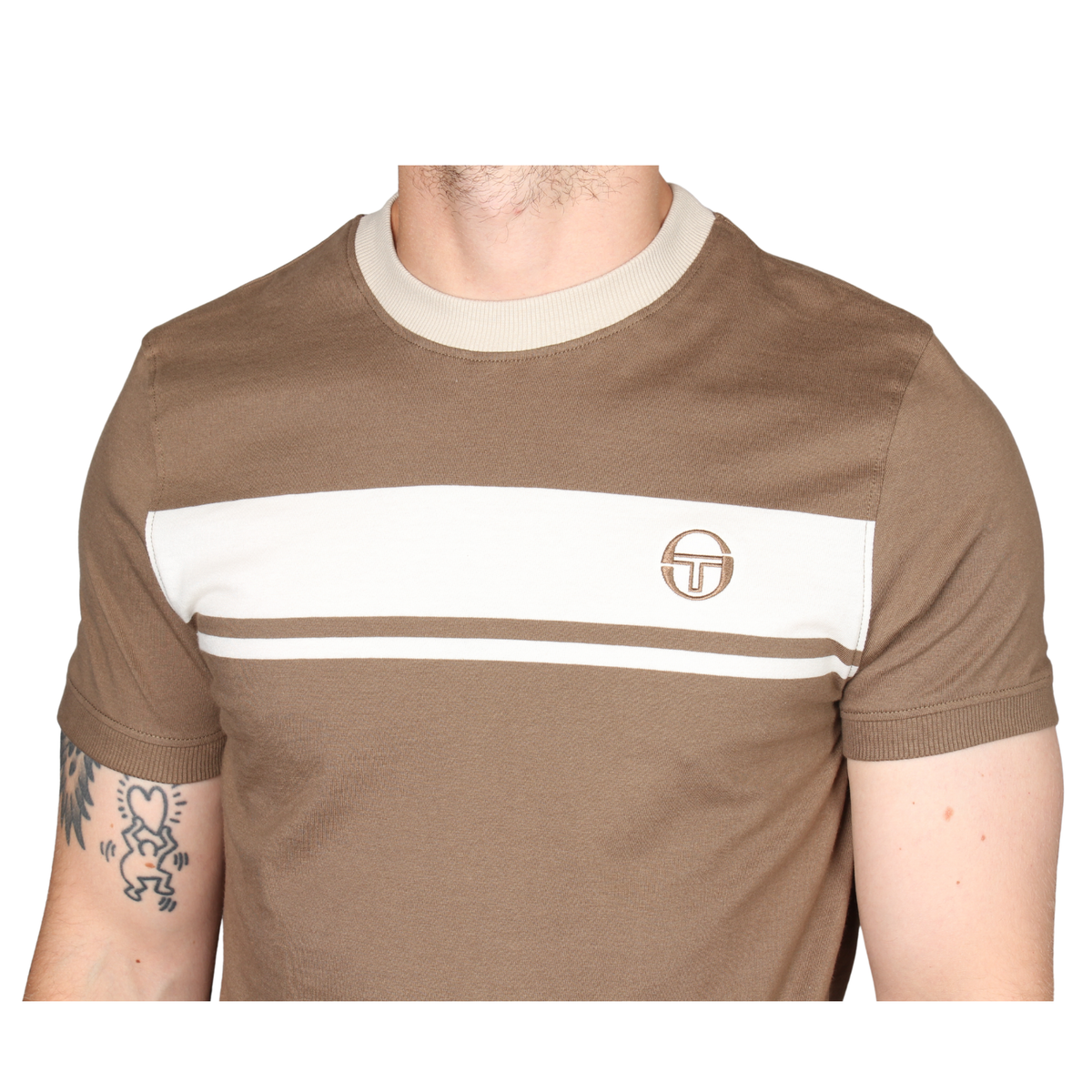 Mens Sergio Tacchini Shitake/Gardenia Masters S/s T Shirt