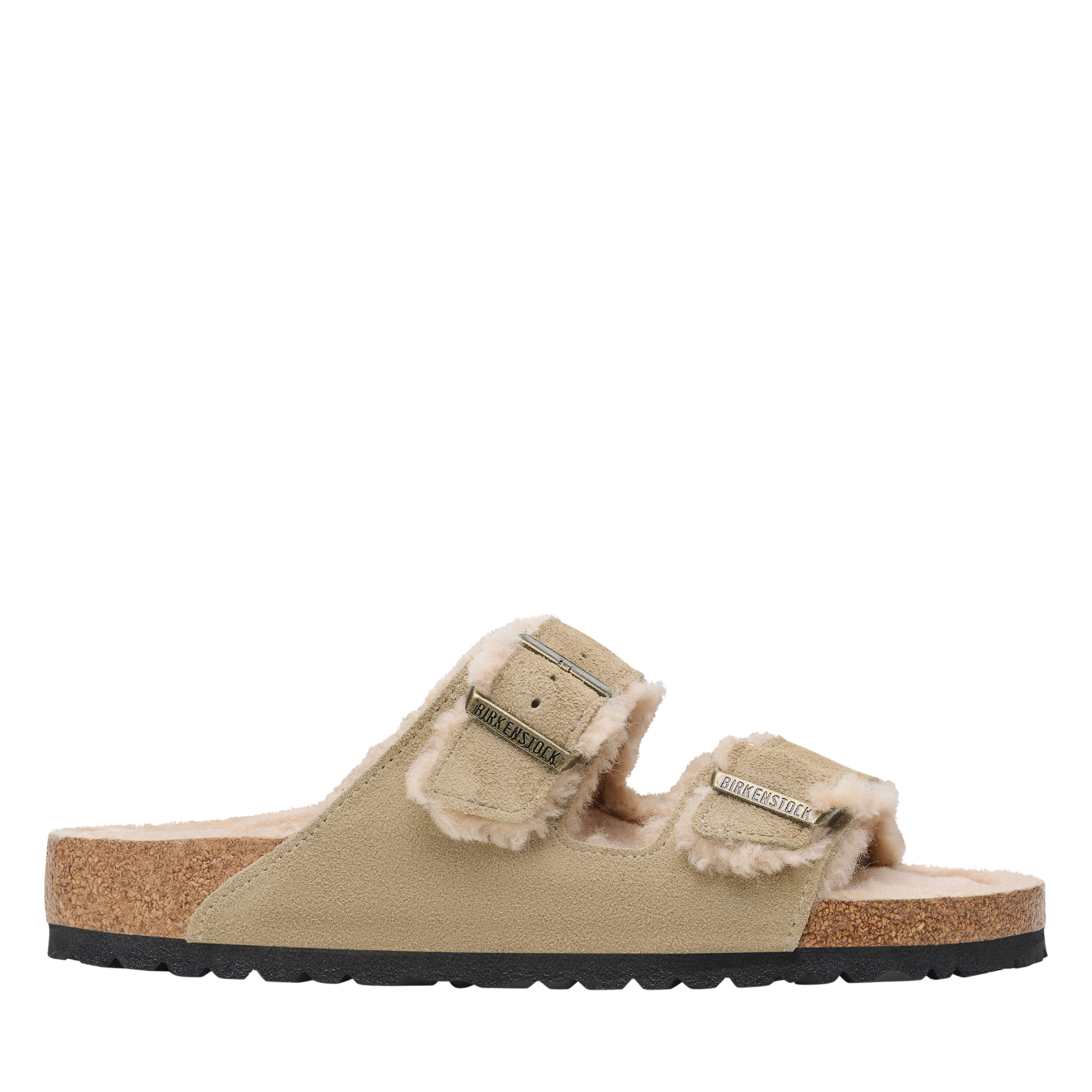 Womens Birkenstock Taupe Arizona Shearling Suede Sandals