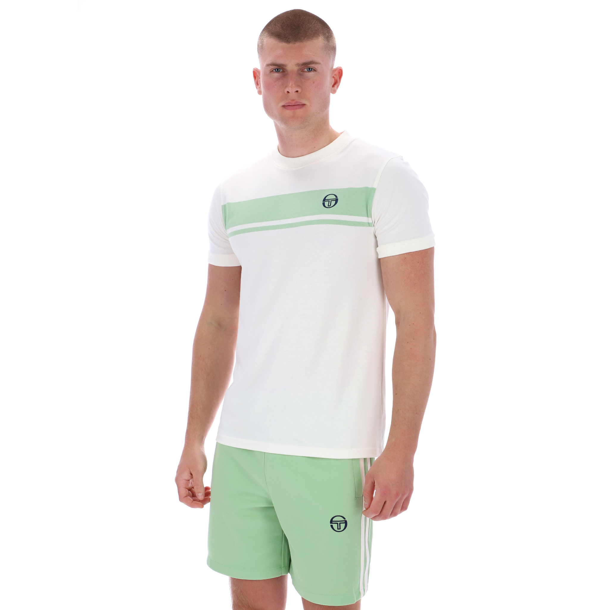 Mens Sergio Tacchini Gardenia/Quiet Green Master S/s T Shirt