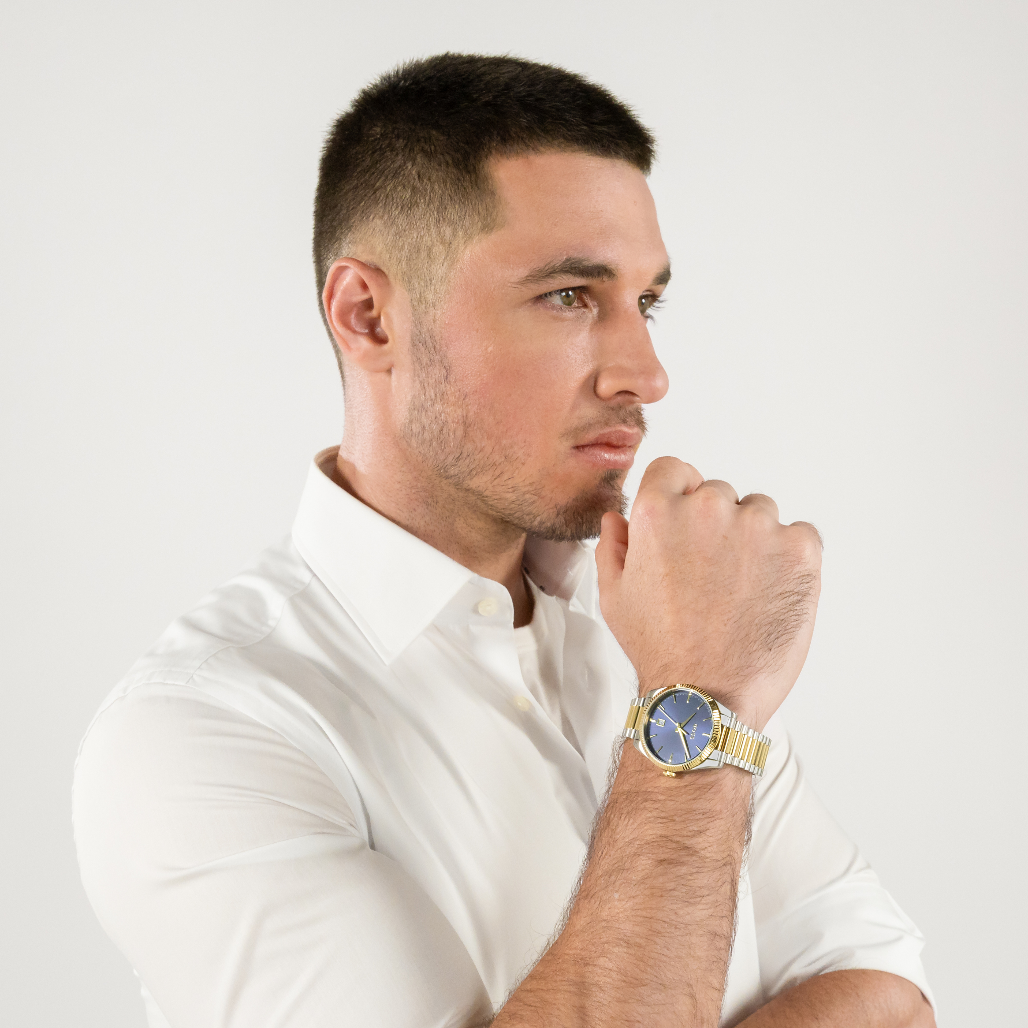 Mens BOSS Stainless Steel/Light Gold/Blue Cheswick Bracelet Watch