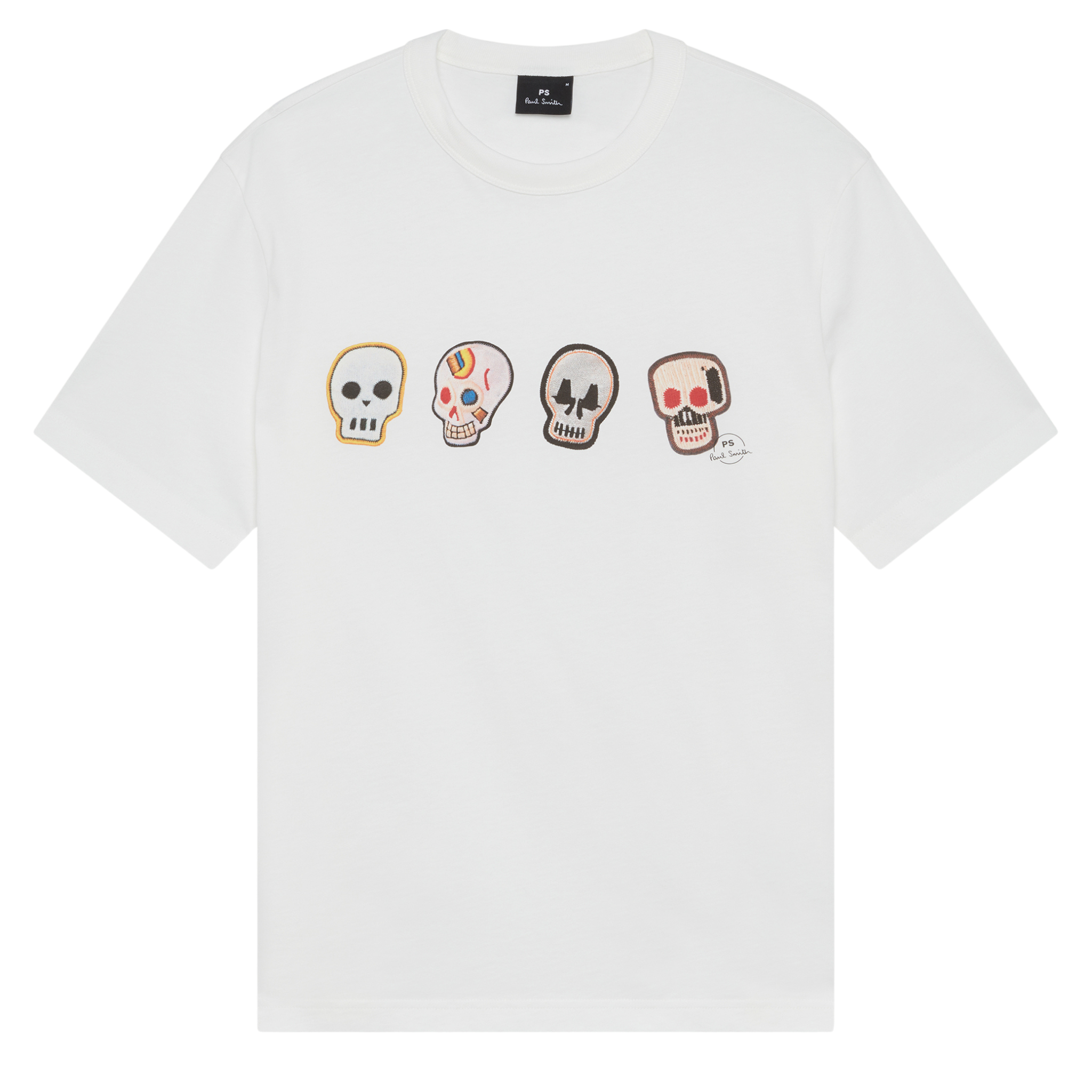 Mens Paul Smith Off White Skulls Casual Fit S/s T Shirt