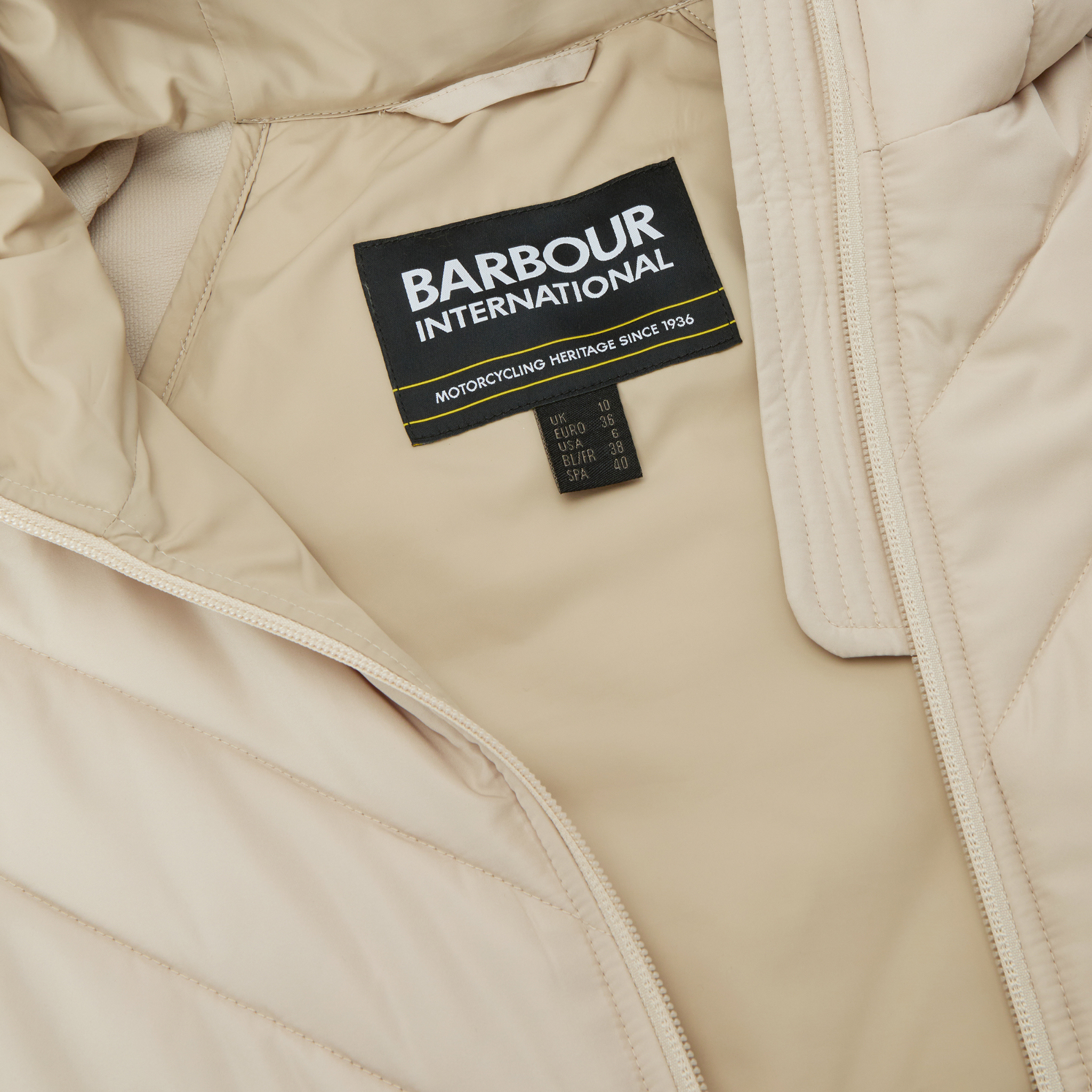 Womens Barbour International Cement Dakota Quilted Sweat Jacket