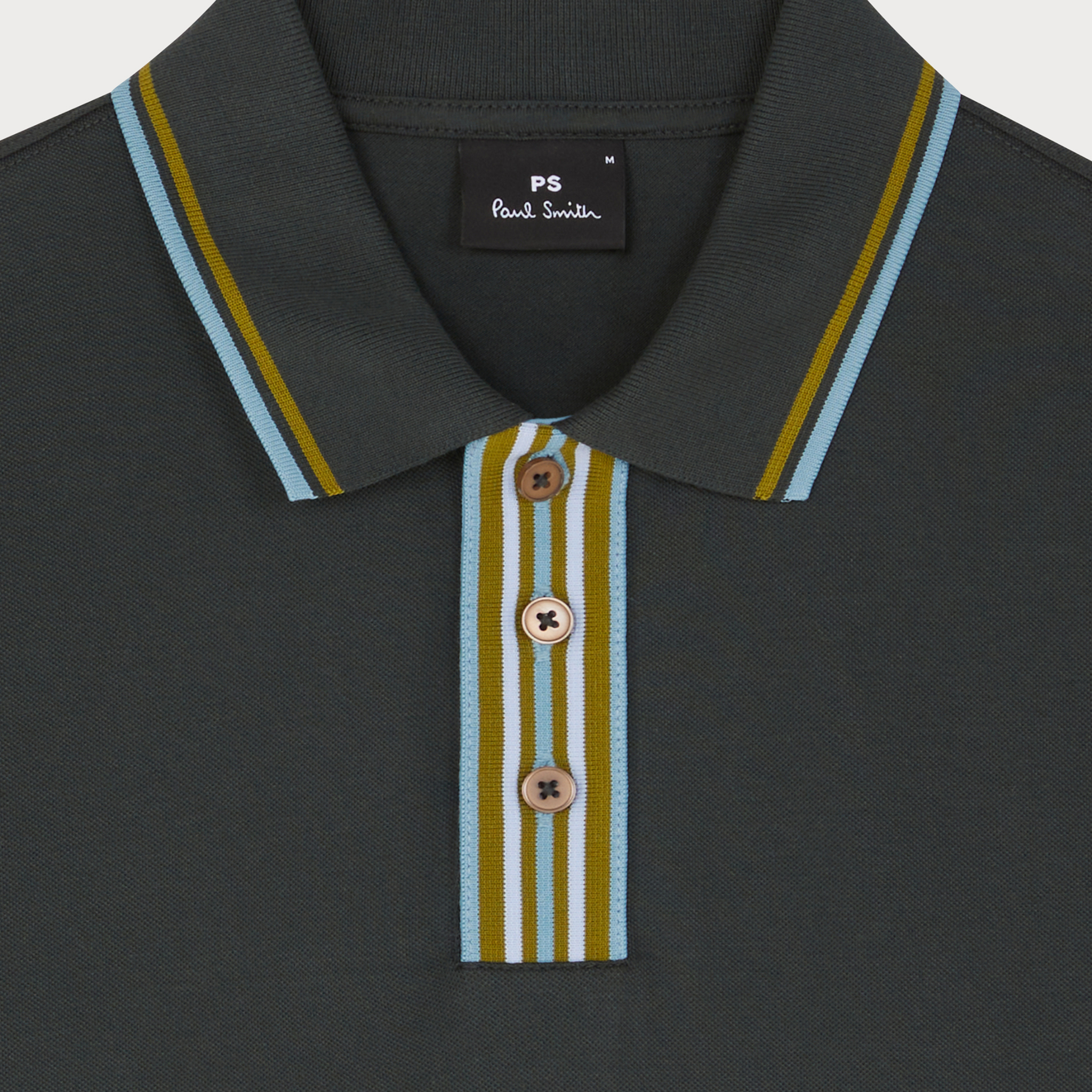 Mens Paul Smith Green Tipped Placket Reg Fit S/s Polo Shirt