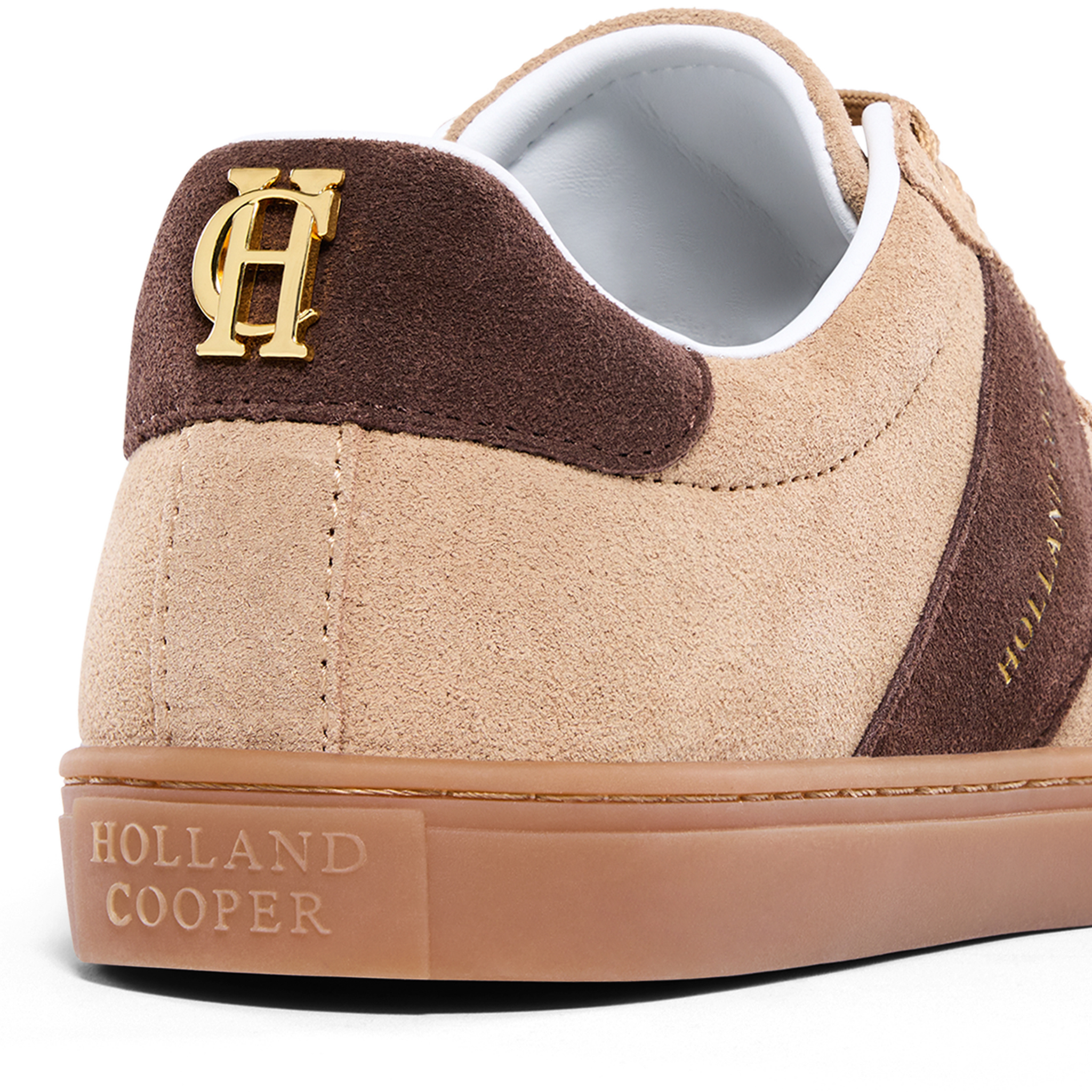 Womens Holland Cooper Taupe/Dark Chocolate Knightsbridge Court Suede Trainers