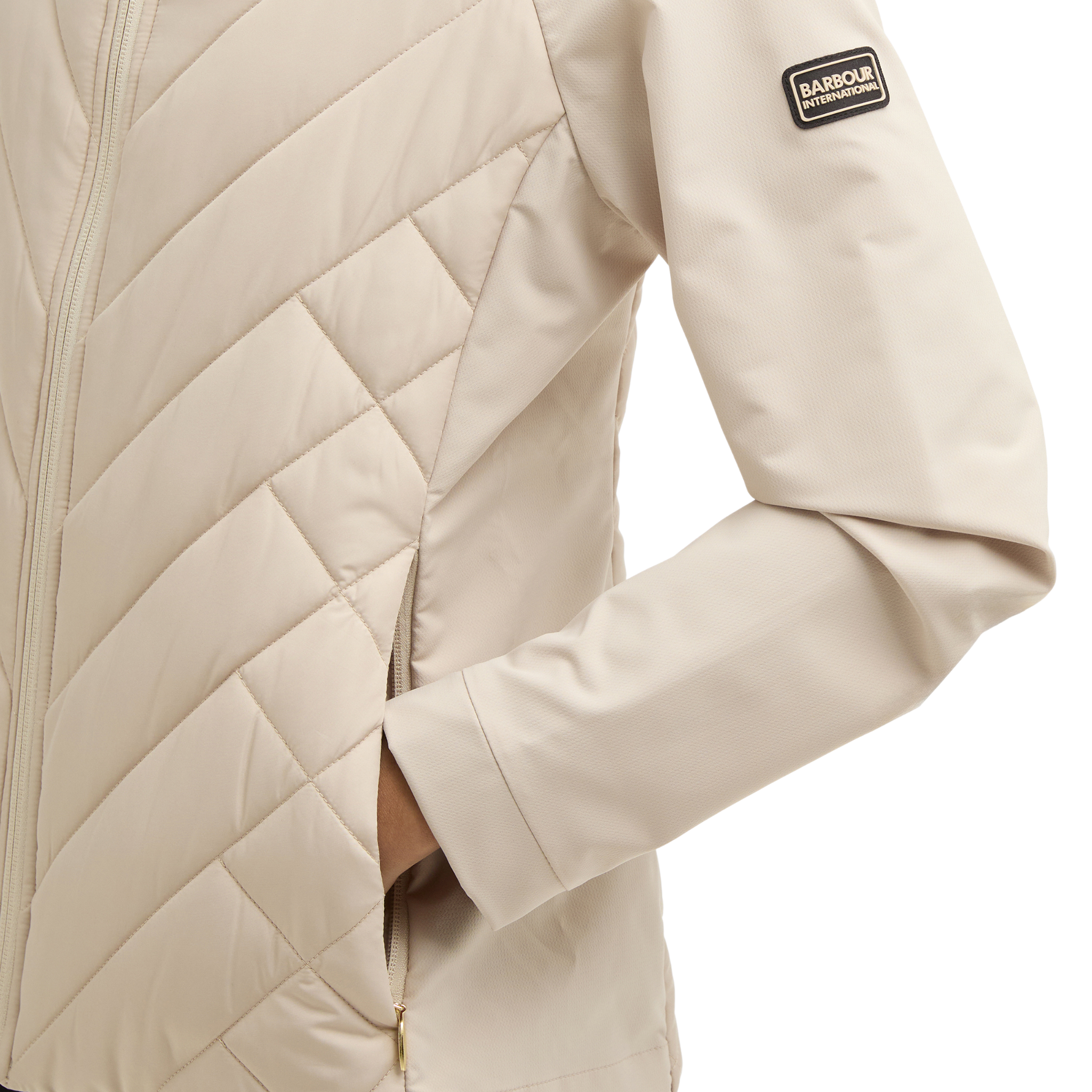 Womens Barbour International Cement Dakota Quilted Sweat Jacket