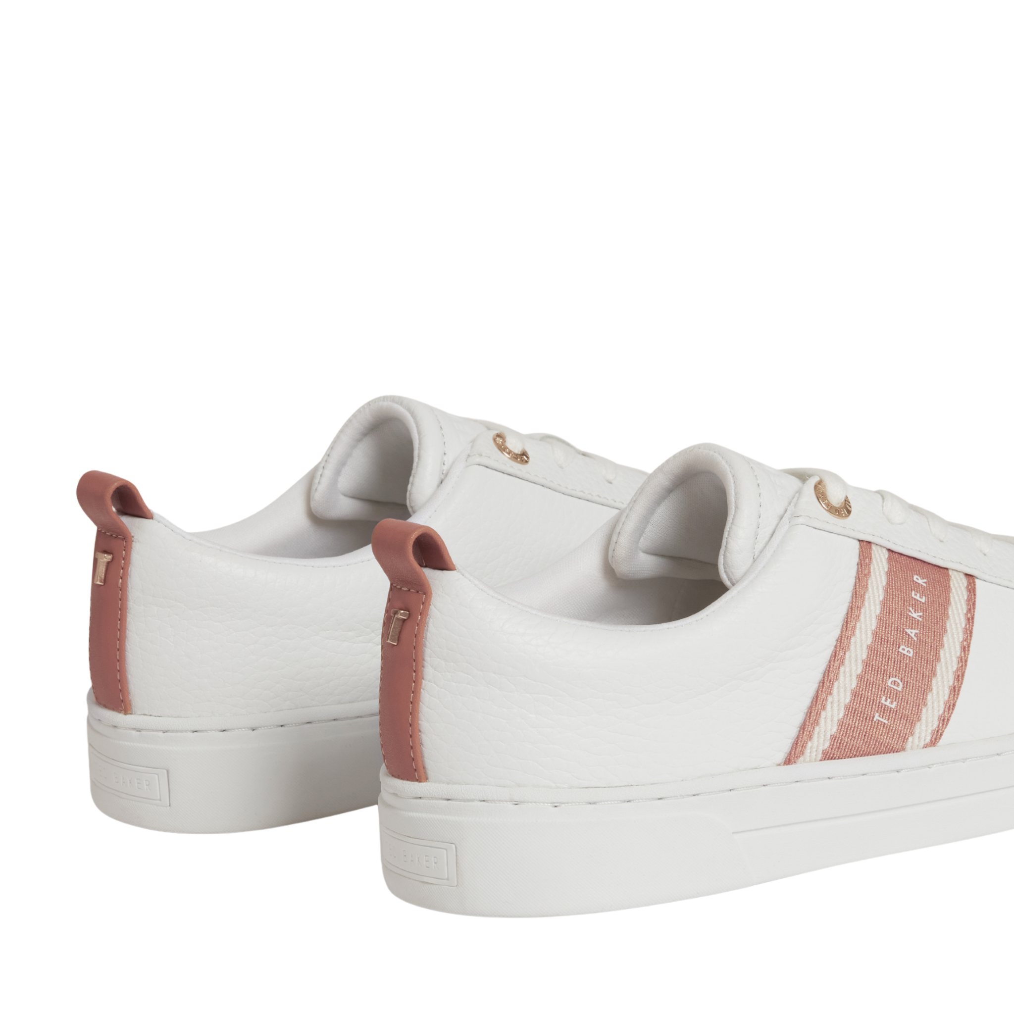 Womens Ted Baker White/Brown Bailly Webbing Detail Trainers