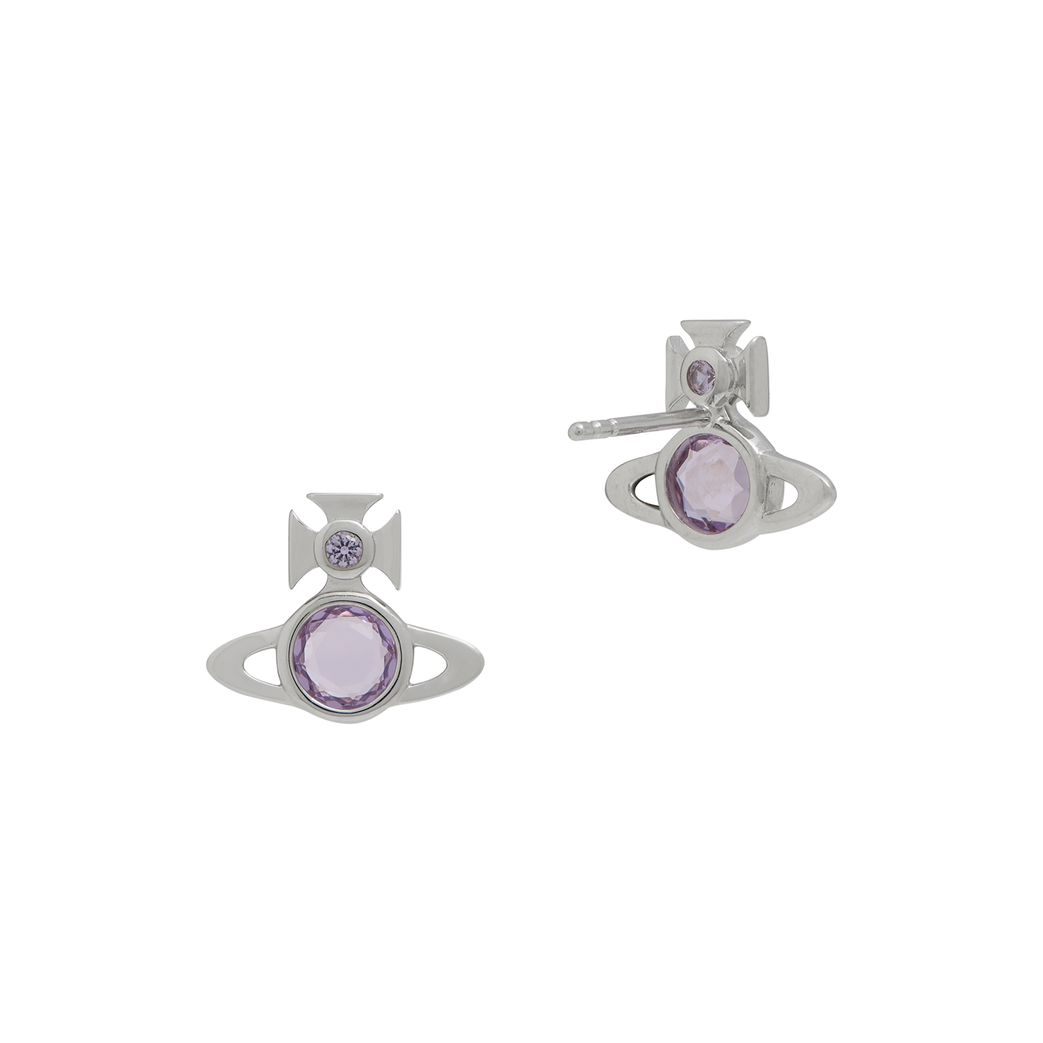 Vivienne Westwood Platinum/Lavender CZ Heather Stud Earrings